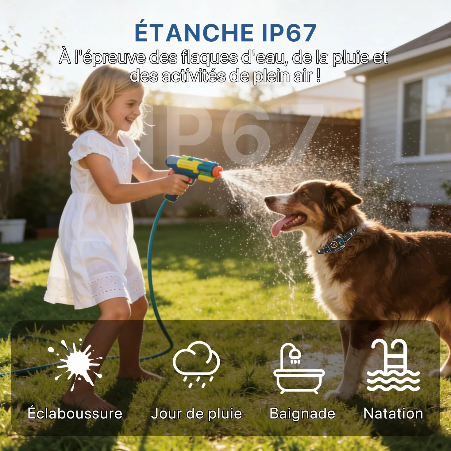 Collier Anti Aboiement Chien Électrique 6 Niveaux IP67 Rechargeable Noir