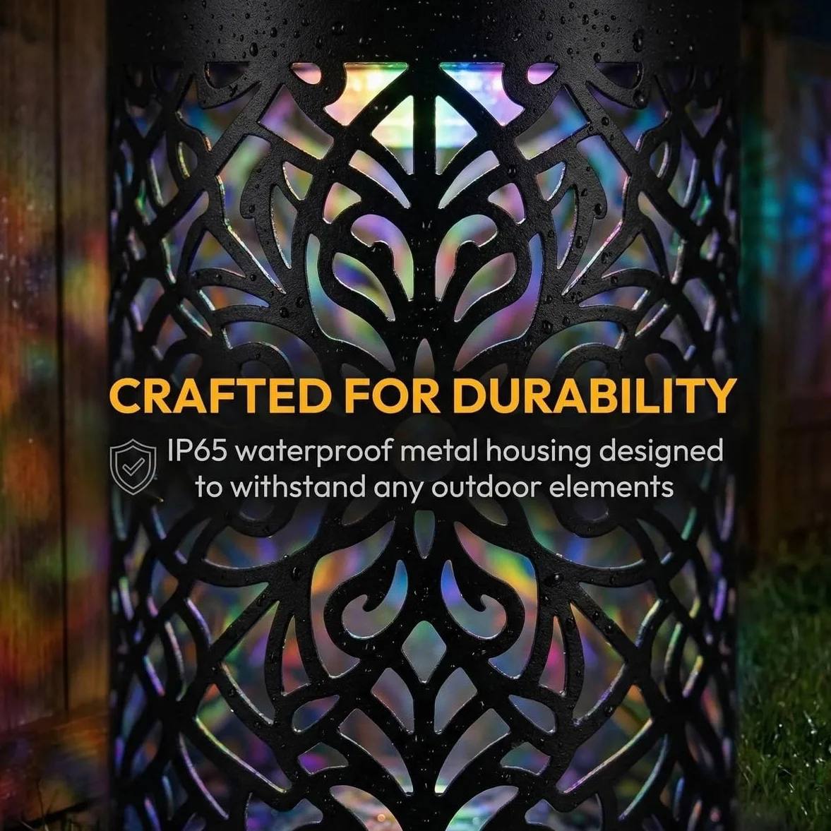 Lumière Mandala Solaire Extérieur 4 Pack, Lampe de Projection Décorative Métal Étanche, 7 Couleurs Changeantes