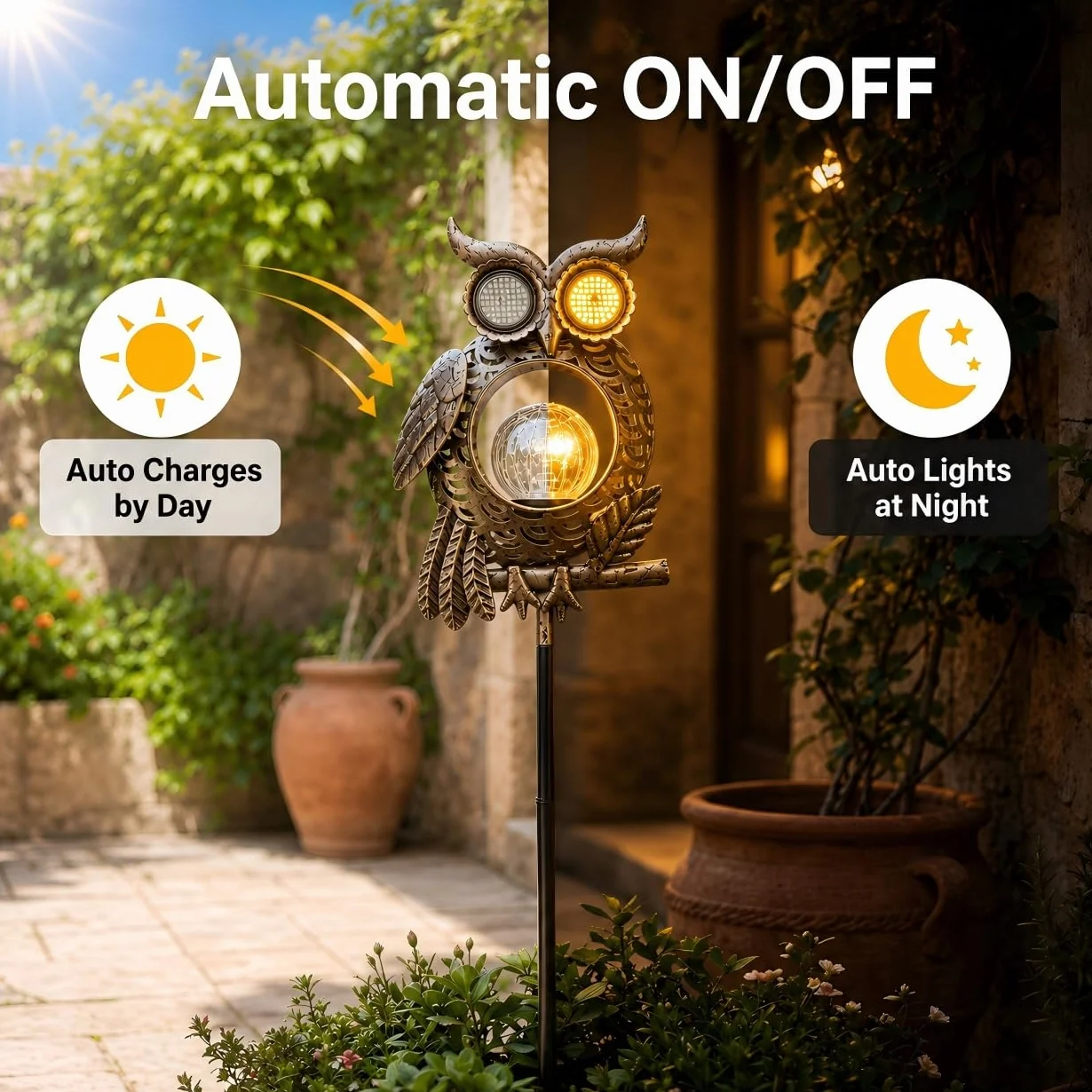 Lampes solaires extérieur hibou IP65 décoration jardin étanchéité