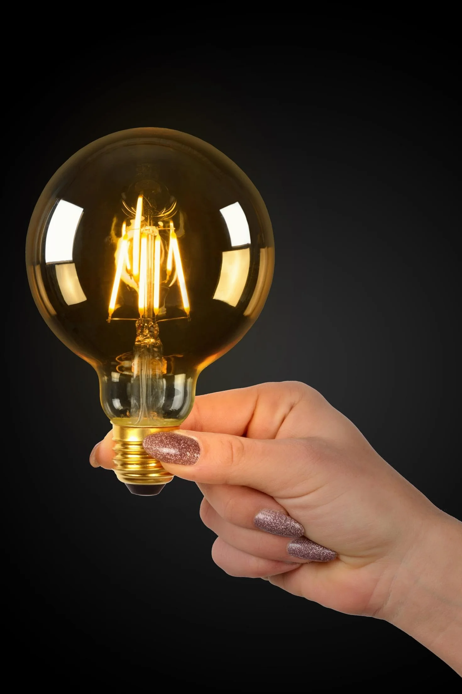 LUCIDE G95 Ampoule filament LED Dim. E27 1x5W 2700K Ambre Ø 9,5 cm