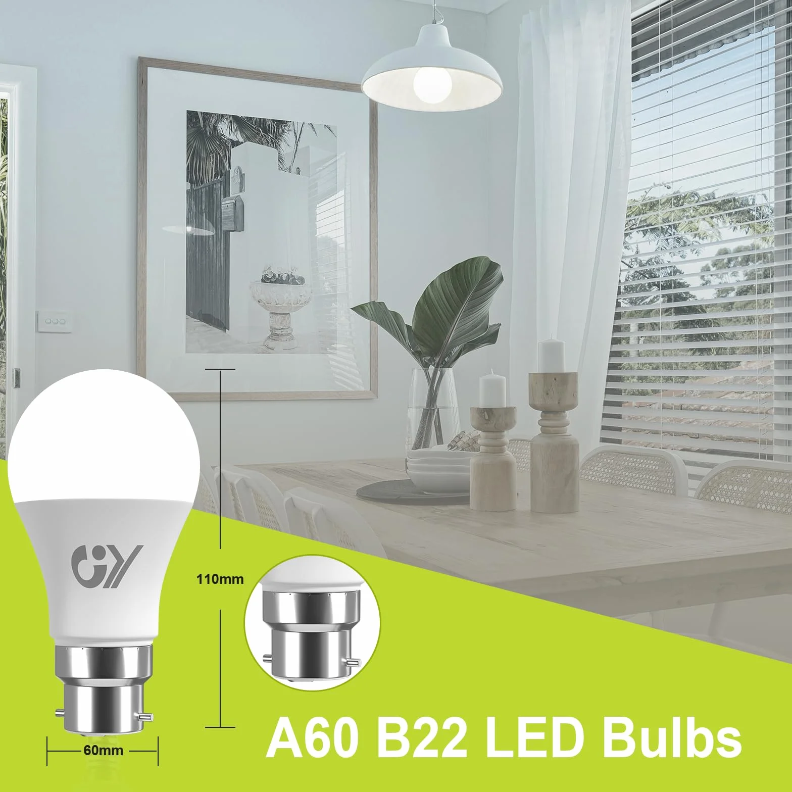 Ampoule LED B22 9.5W 1521 Lumens 6500K Blanc Froid A60 Non-Dimmable Lot de 2