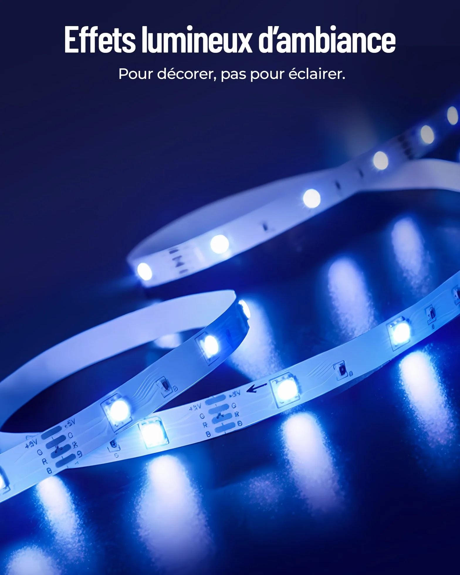 Ruban LED 5m 24V RGB avec Télécommande & App Bluetooth, Bande LED 5050 pour Intérieur Plafond Mur Lit