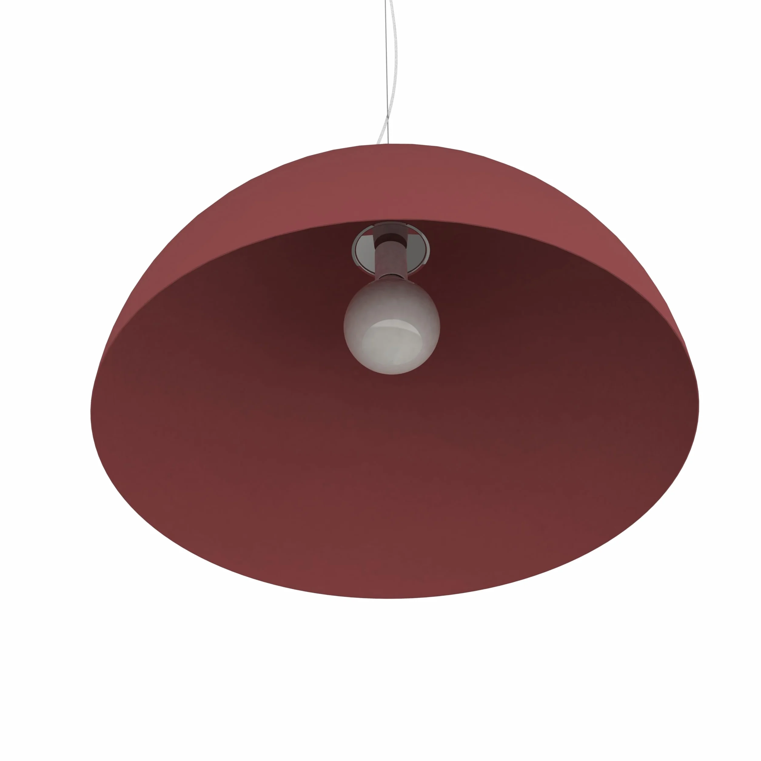L+, Lustre suspendu, en métal, forme demi-sphère, diamètre 60cm, 1x E27, couleur rouge RAL 19-1533 TCX (rouge Cowhide, 60 cm)