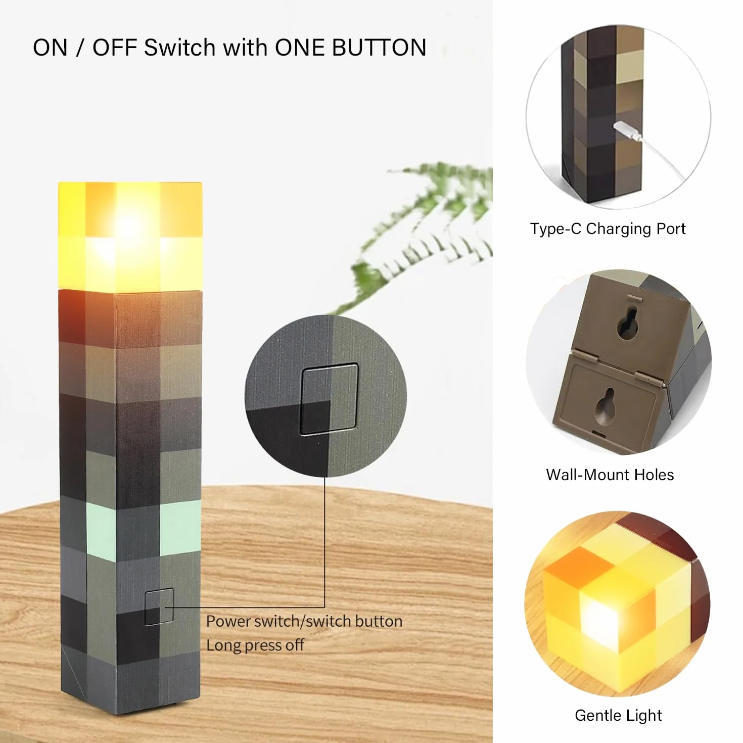 Lampe murale LED rechargeable USB portable jaune