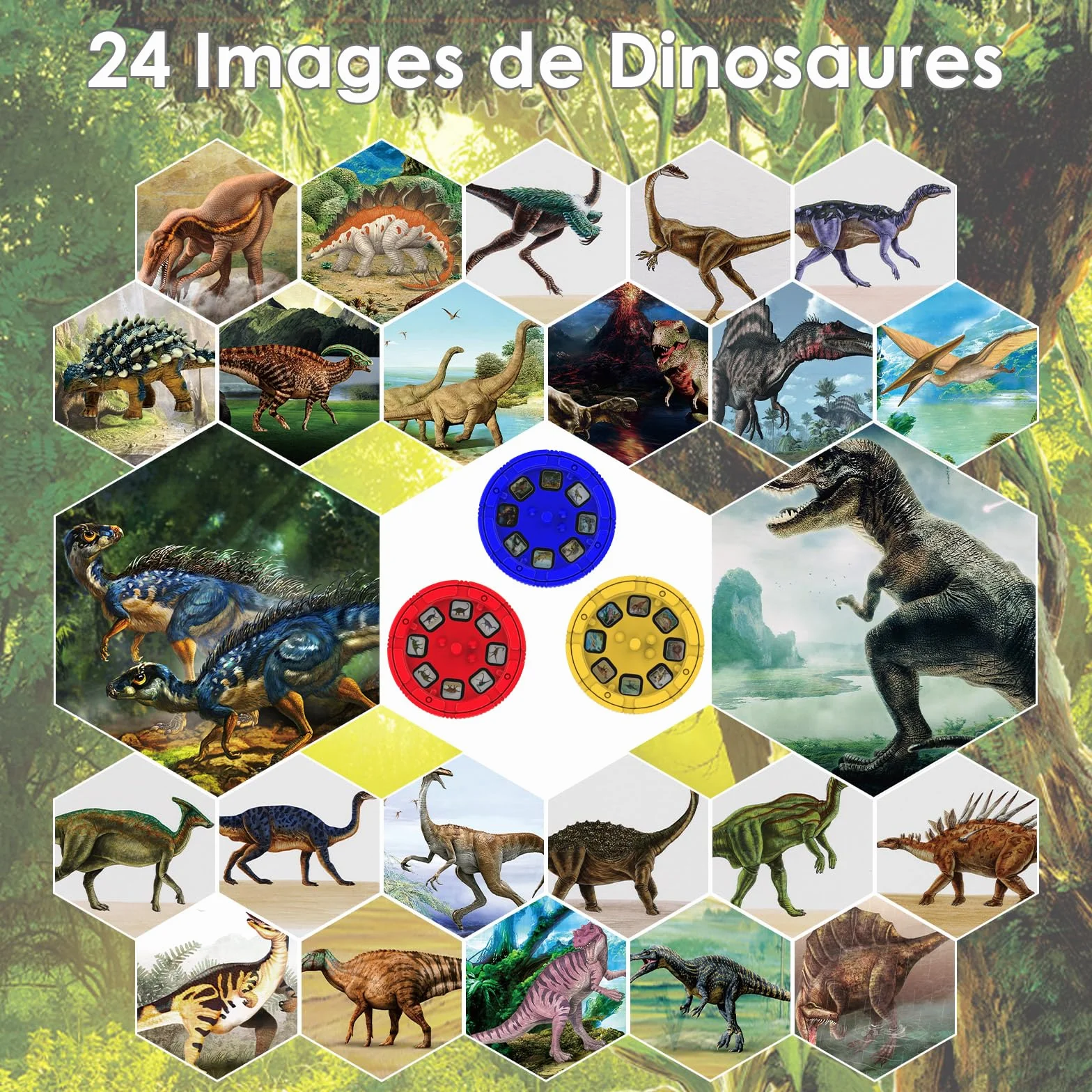 Pup Go Lampe Torche Projecteur Dinosaure Enfants 3+ Ans, 3 Disques 24 Images, Jouet Éducatif Scientifique