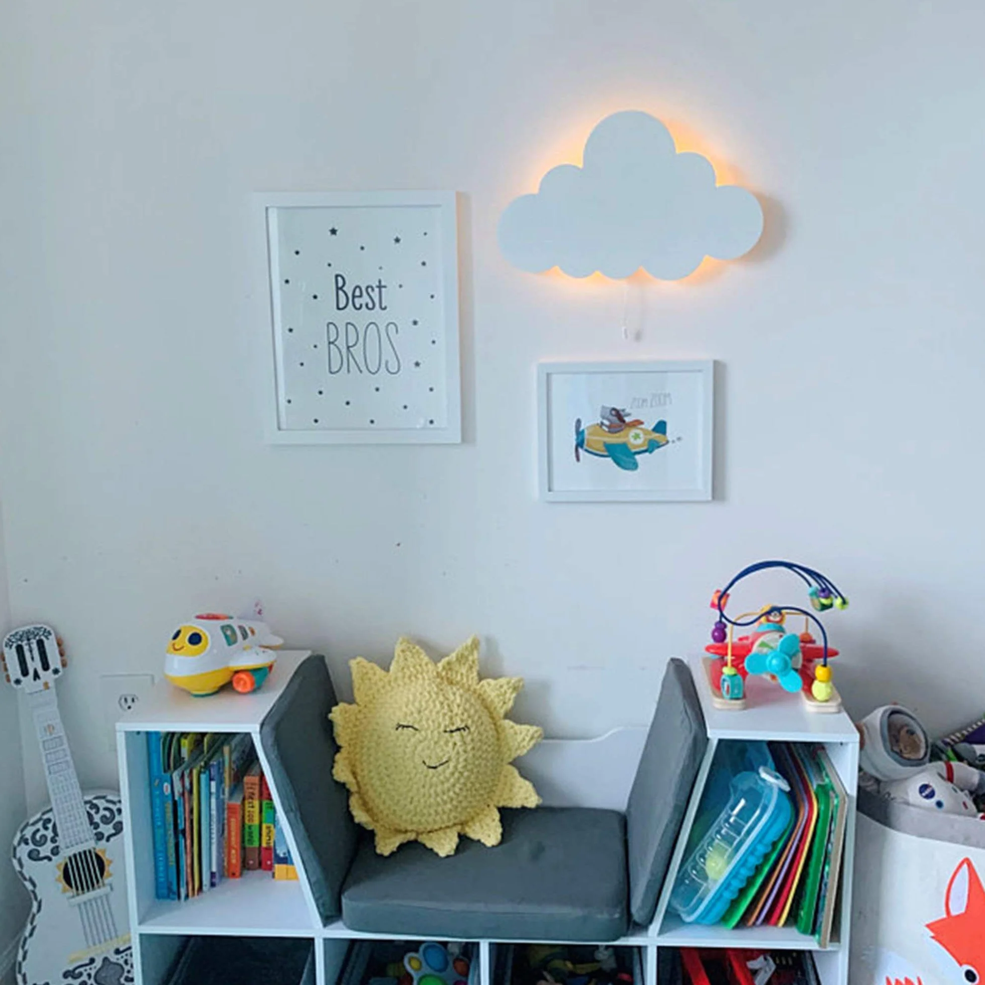 Happy Woody Lampe murale nuage chambre enfant veilleuse LED blanche chaude blanc