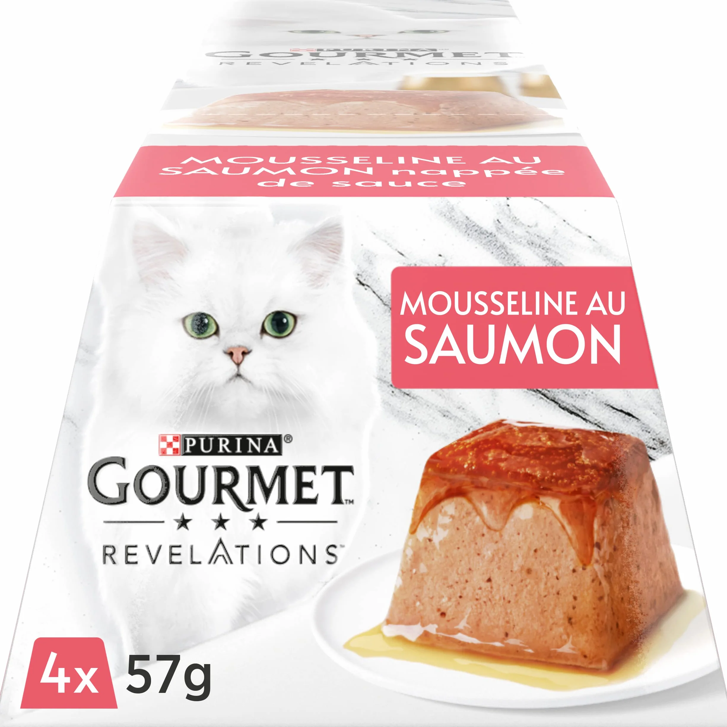 GOURMET Revelations Mousseline Au Saumon Portions Repas pour Chats Adultes 4 x 57 g