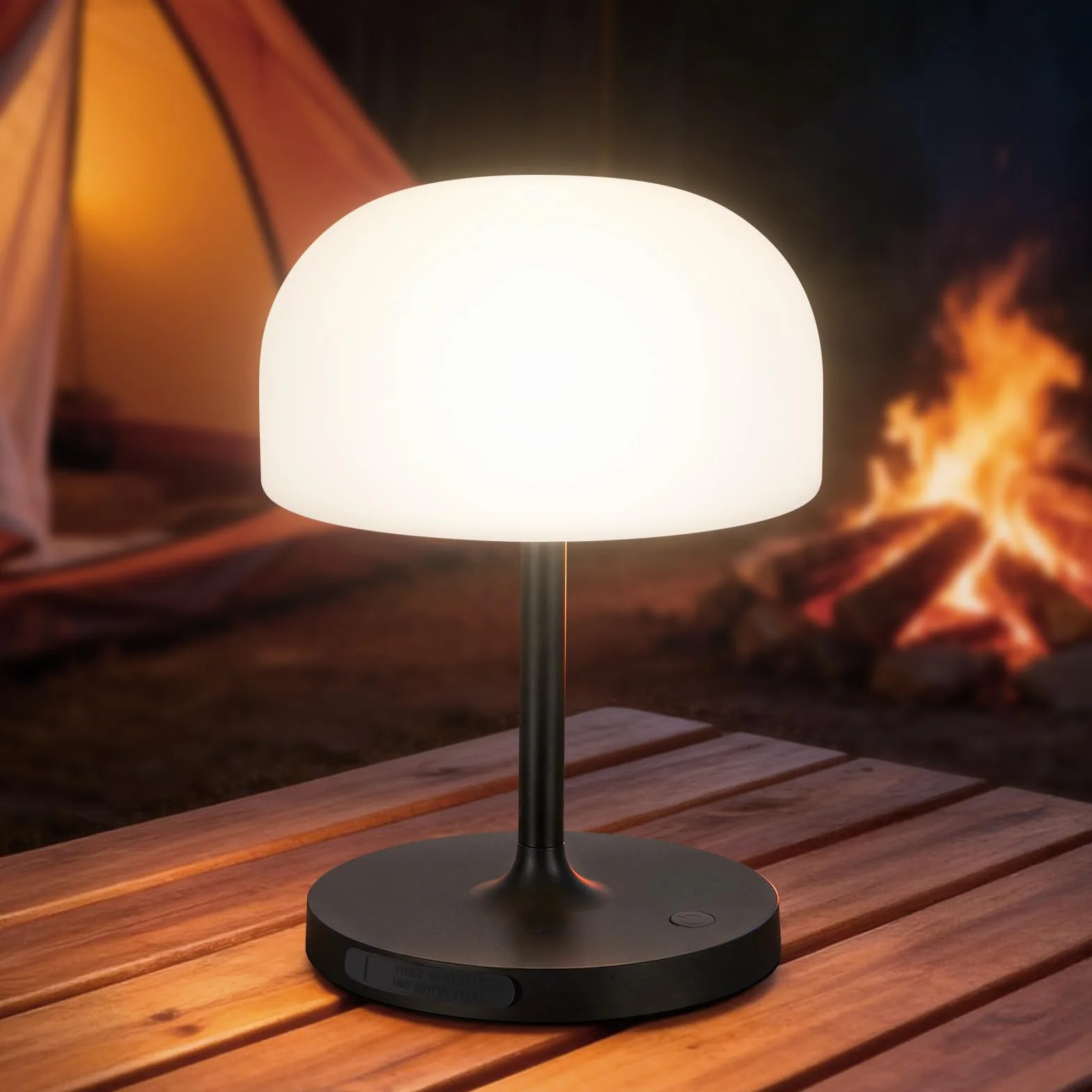 Lampe de Chevet Sans Fil LED Rechargeable, Lampe Champignon Tactile Noir, Veilleuse Intérieur Extérieur