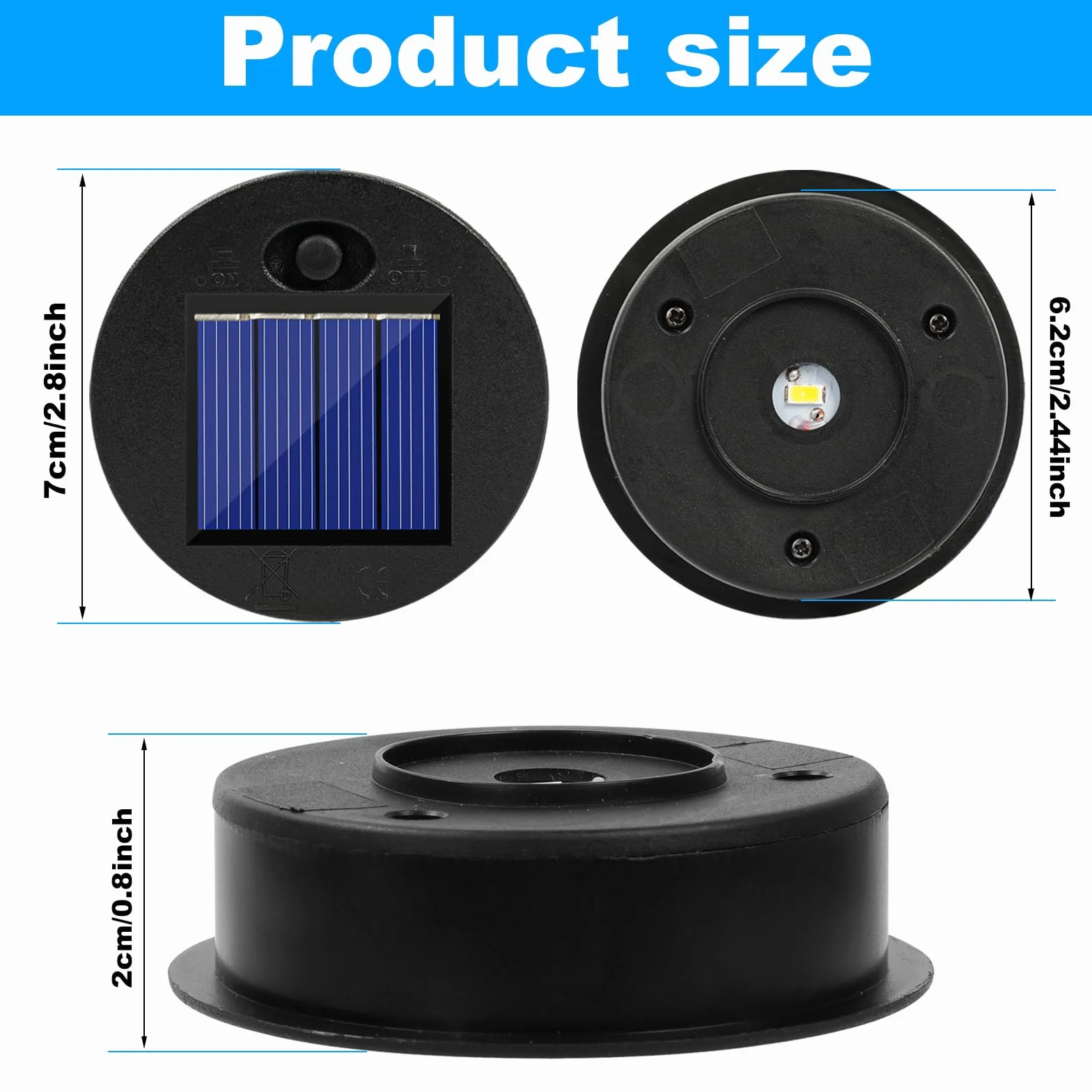 LURICO Lampe Solaire de Rechange 7cm 6 Pièces LED pour Jardin Extérieur