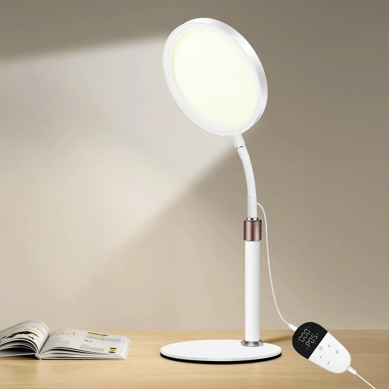 Lampe de Luminothérapie SAD 10 000 Lux Sans UV, 3 Températures de Couleur, 9 Niveaux de Luminosité, Minuterie 15/30/45 Minutes