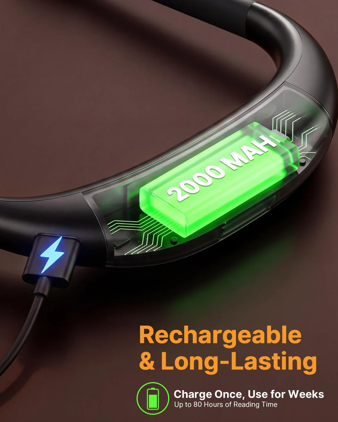 Liseuse Lampe de Lecture de Cou Rechargeable LED Flexible 3 Couleurs pour Livre Tricoter Couture Camping