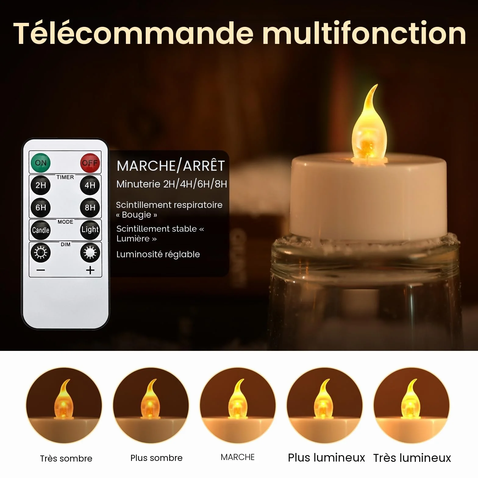 Cimetech 12 Bougies LED Chauffe-Plat avec Minuterie Télécommande Décoration Maison