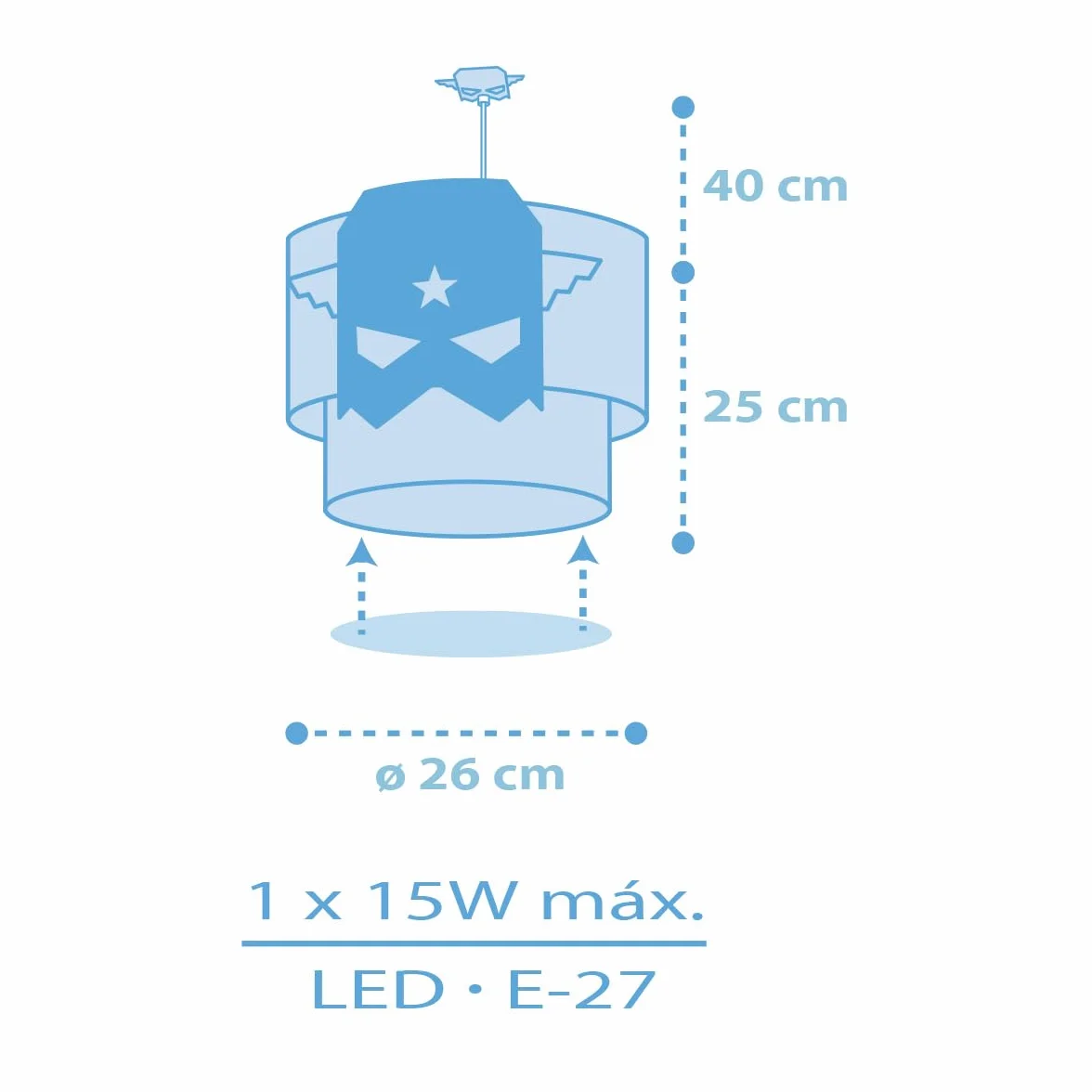 Dalber Lampe Suspension Enfand Blue Hero Super-héros
