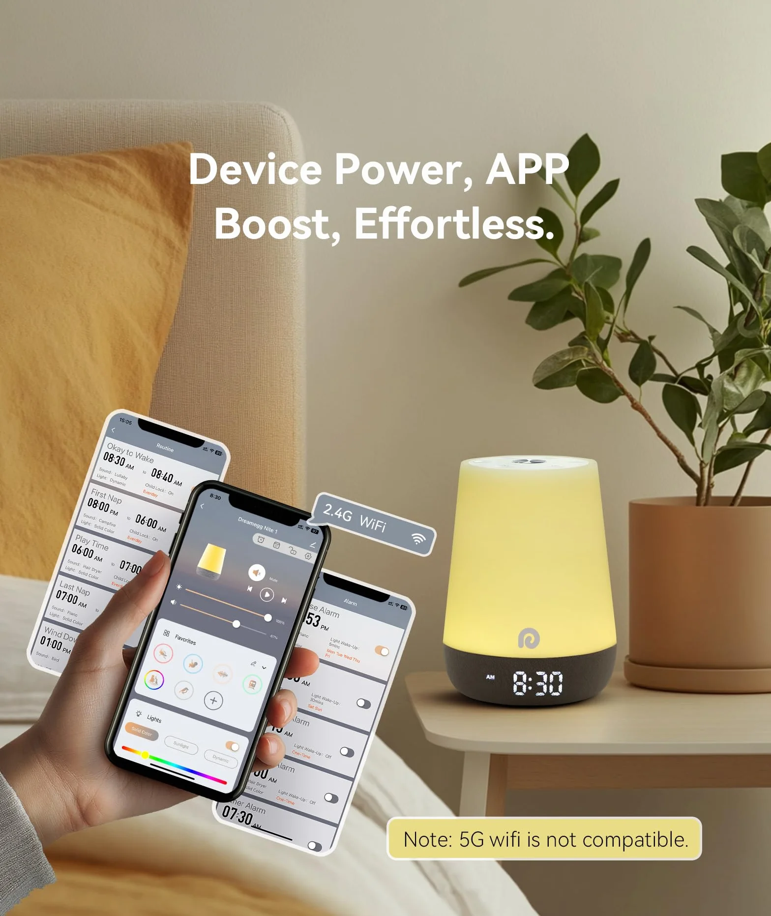 Dreamegg Machine à Bruit Blanc Bébé 34 Sons Apaisants Veilleuse Bébé Adulte White Noise Machine 3 Modes d'éclairage 8 Modes Favoris Contrôle via APP Nite 1