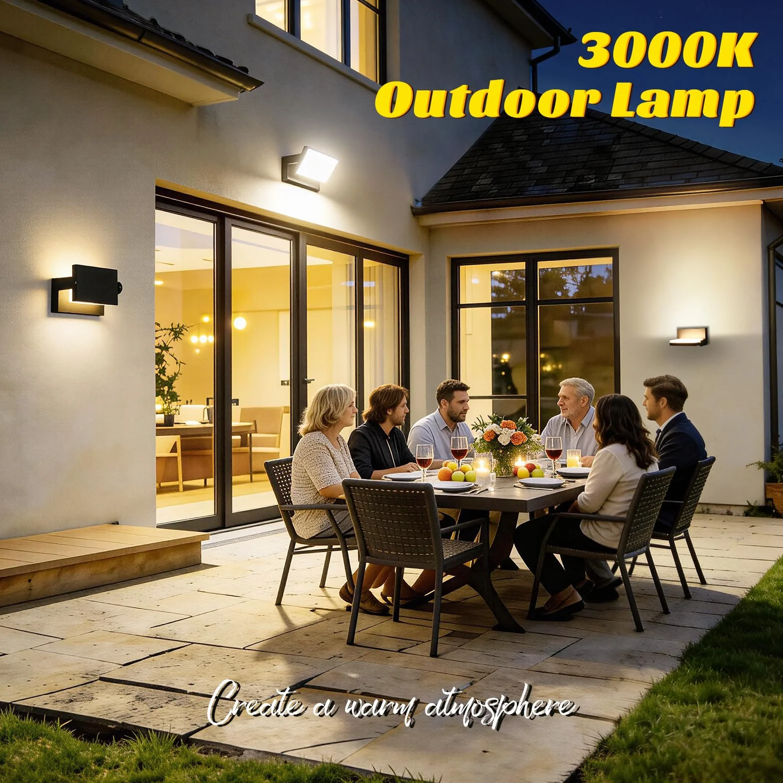 Ledmo 60W Applique Murale Exterieur LED 5000Lm Noir IP65 3000K Projecteur Exterieur avec Panneau LED Pivotant 360°