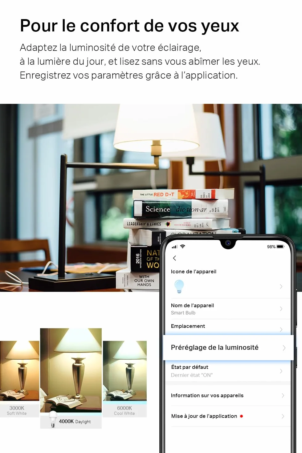 Tapo Ampoule Connectée WiFi LED E27 Blanc 4000K Dimmable 8W 806Lm Compatible Alexa Google Home L520E