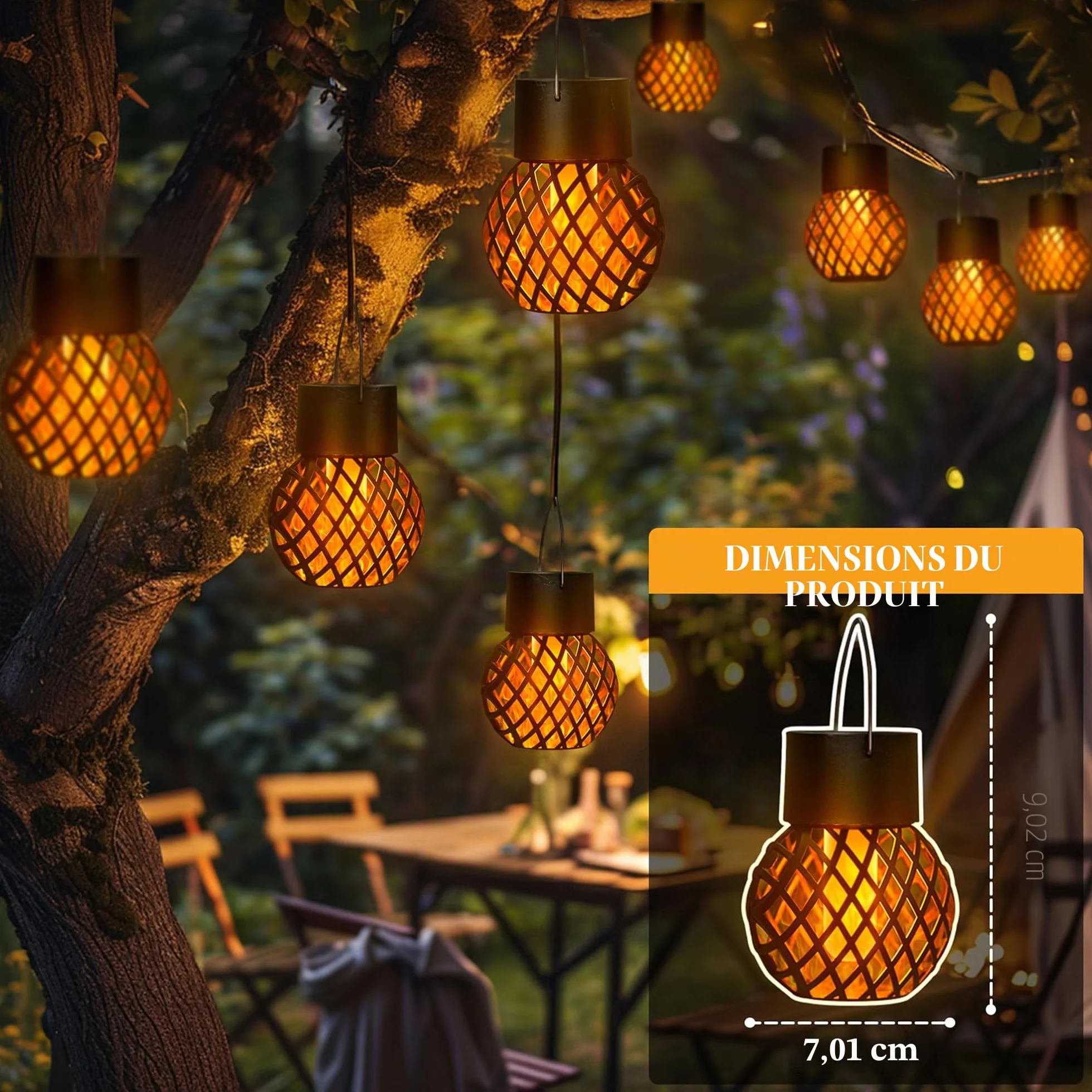 GIGALUMI Lampes solaires de jardin extérieur, lot de 8, étanches, flamme vacillante
