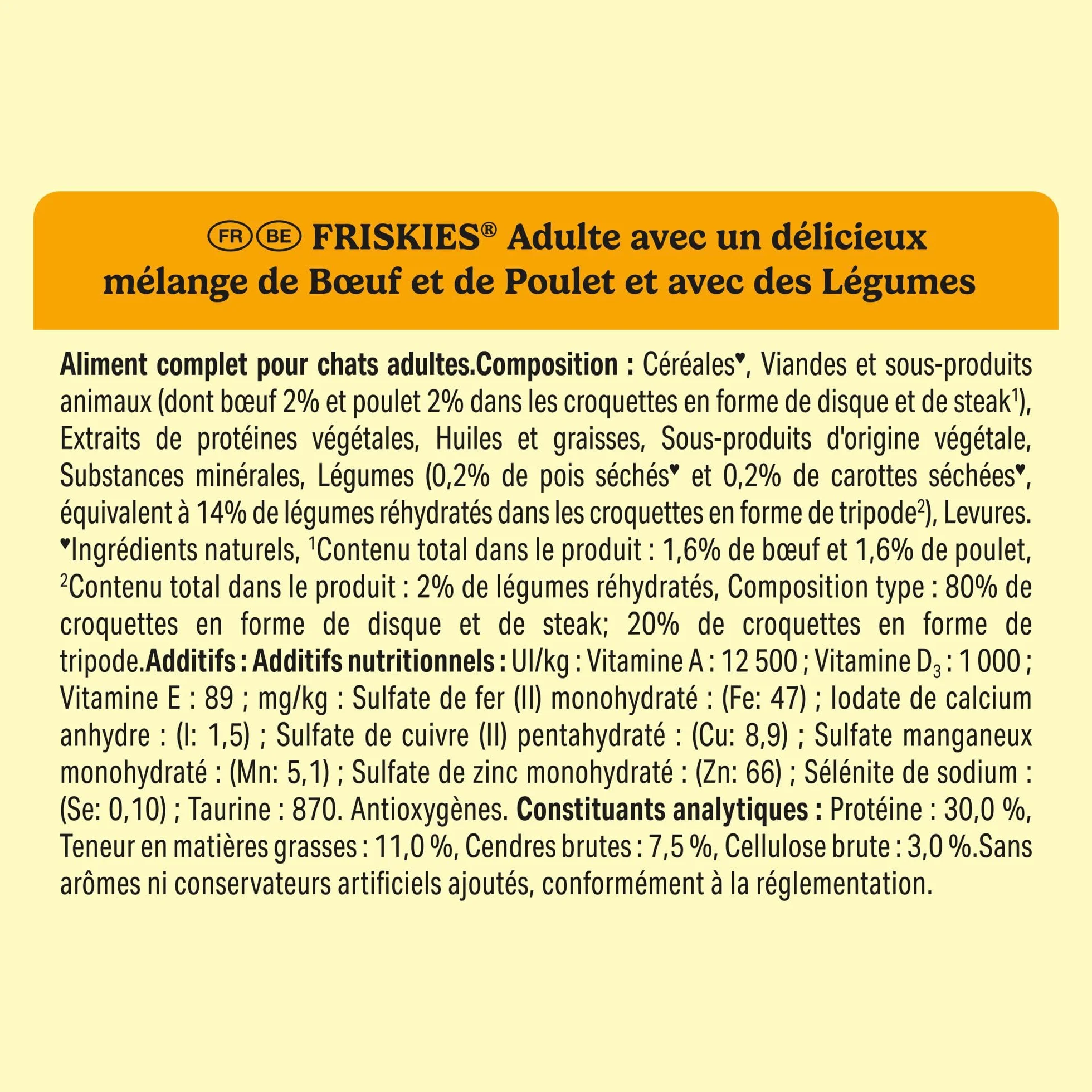 FRISKIES Chat Croquettes complètes pour Chats Adultes au Boeuf Poulet Légumes 1,5 KG