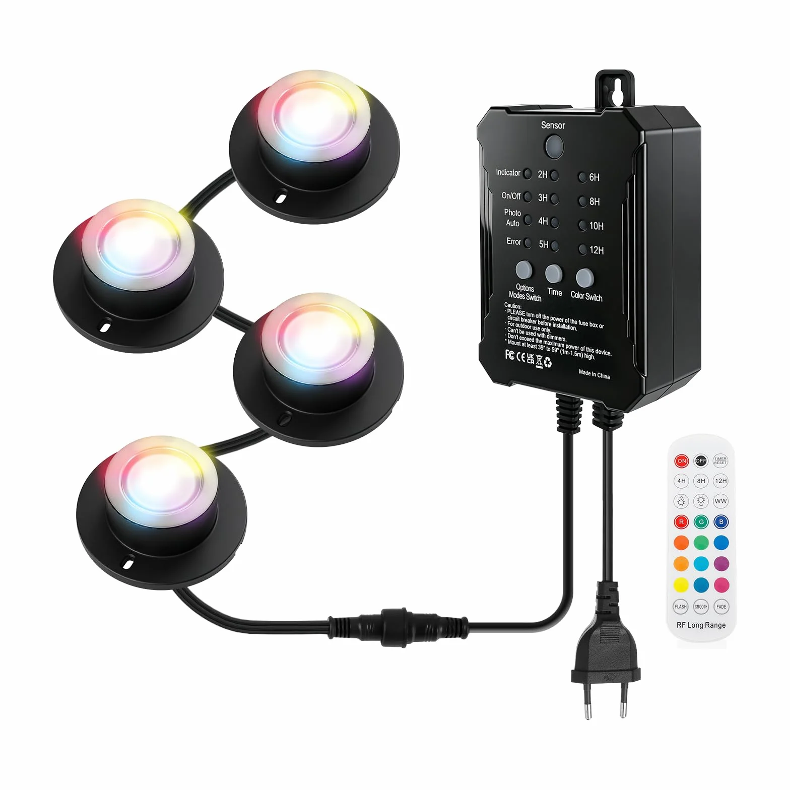 Projecteurs paysagers sous-marins RGB IP68 avec télécommande 4 lampes éclairage de bassin submersible