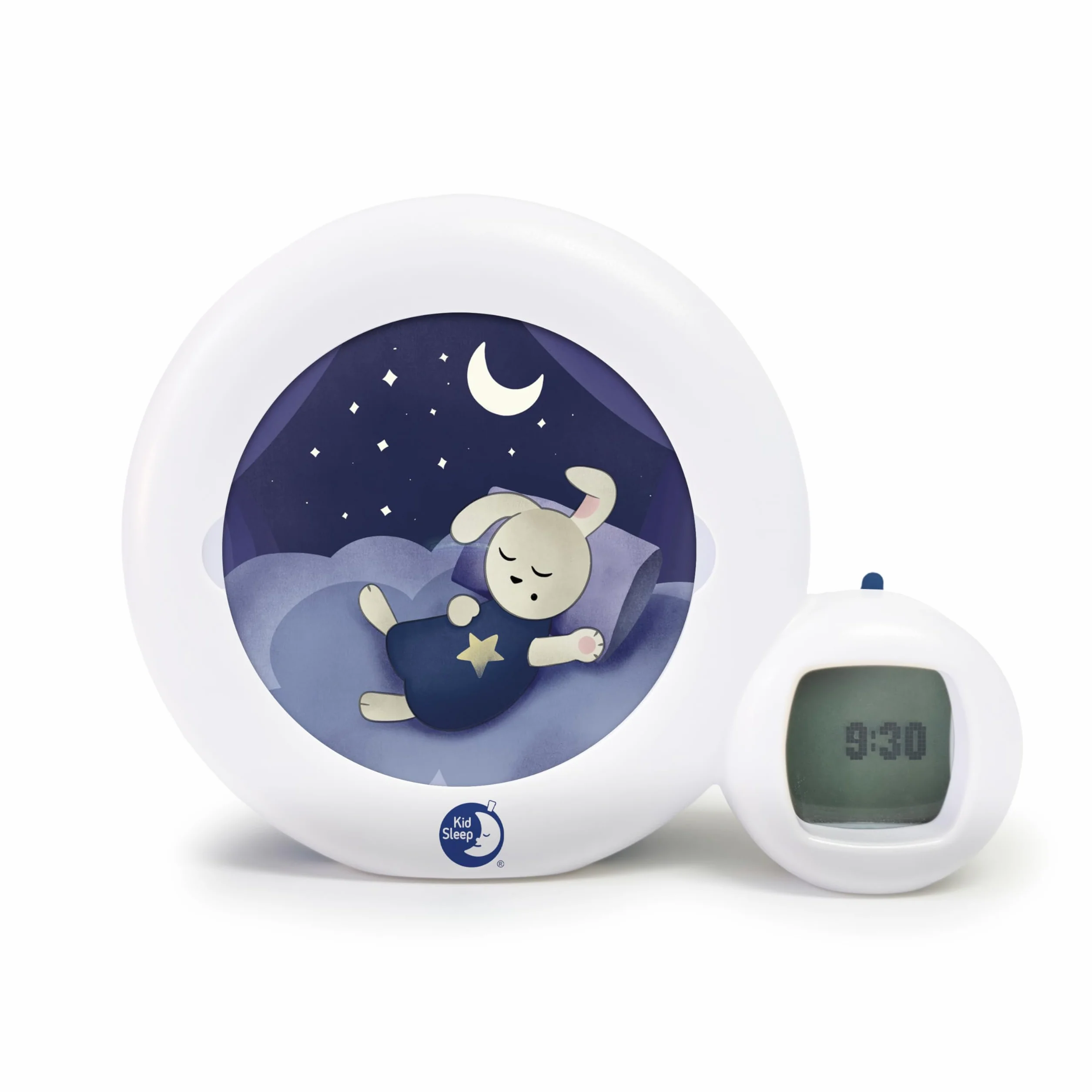Pabobo x Kid Sleep Réveil Educatif Enfant Jour Nuit Musical Veilleuse Réveil Moon 3 en 1 Blanc