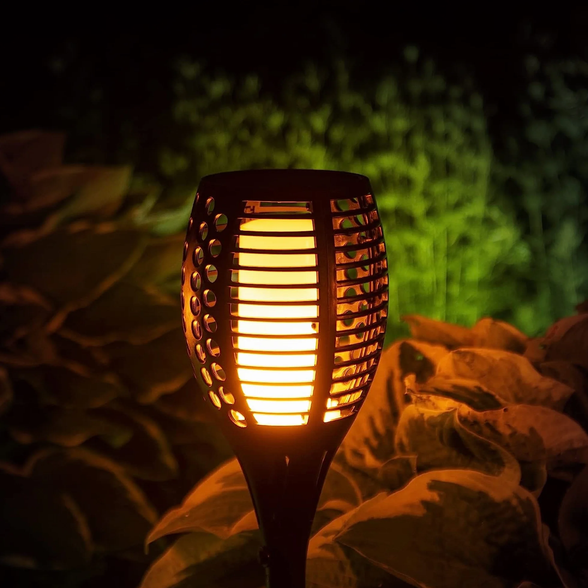 HOMEPROTEK Lampe Torche Solaire Exterieur Jardin Lot de 4 XXL 96 LED Effet Flamme