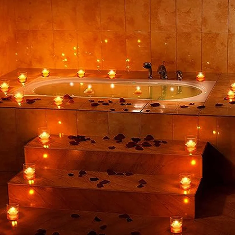 Bougies Électroniques Flottantes sans Flamme, Lumière Jaune, 48 Pièces pour Piscine Mariage