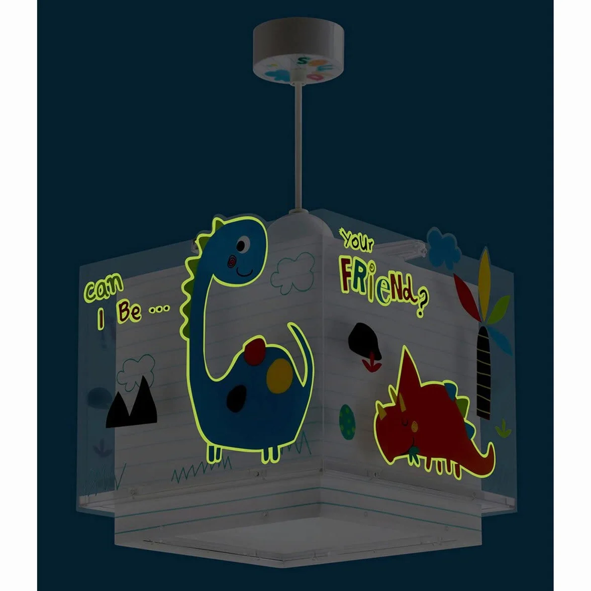 Dalber Lampe Suspension Enfant Dinosaures Multicolore E27 Lustre Chambre