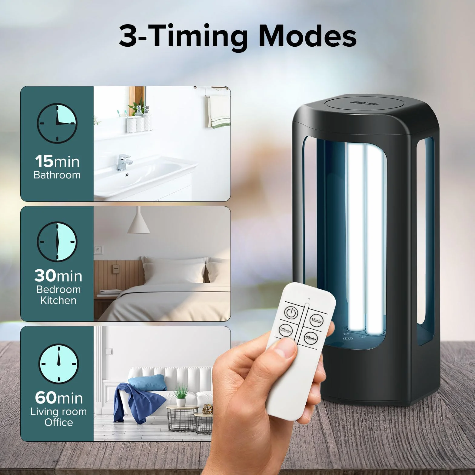 SANSI Lampe de Désinfection UV 42W UVC avec Télécommande 254 nm Stérilisateur Portable sans Ozone