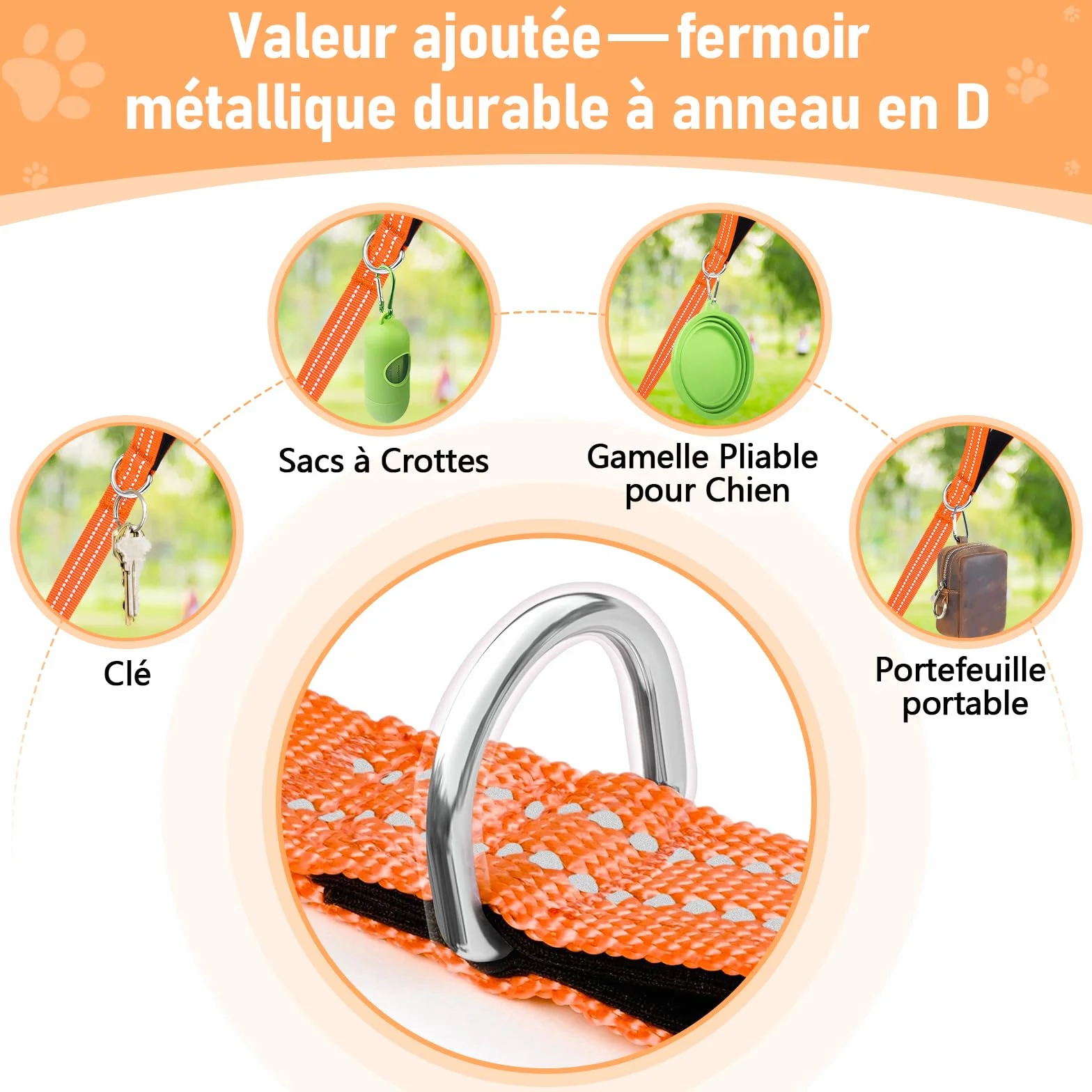XBEN Longe pour Chien 15M Laisse de Dressage Rembourrée Durable Léger avec Boucle