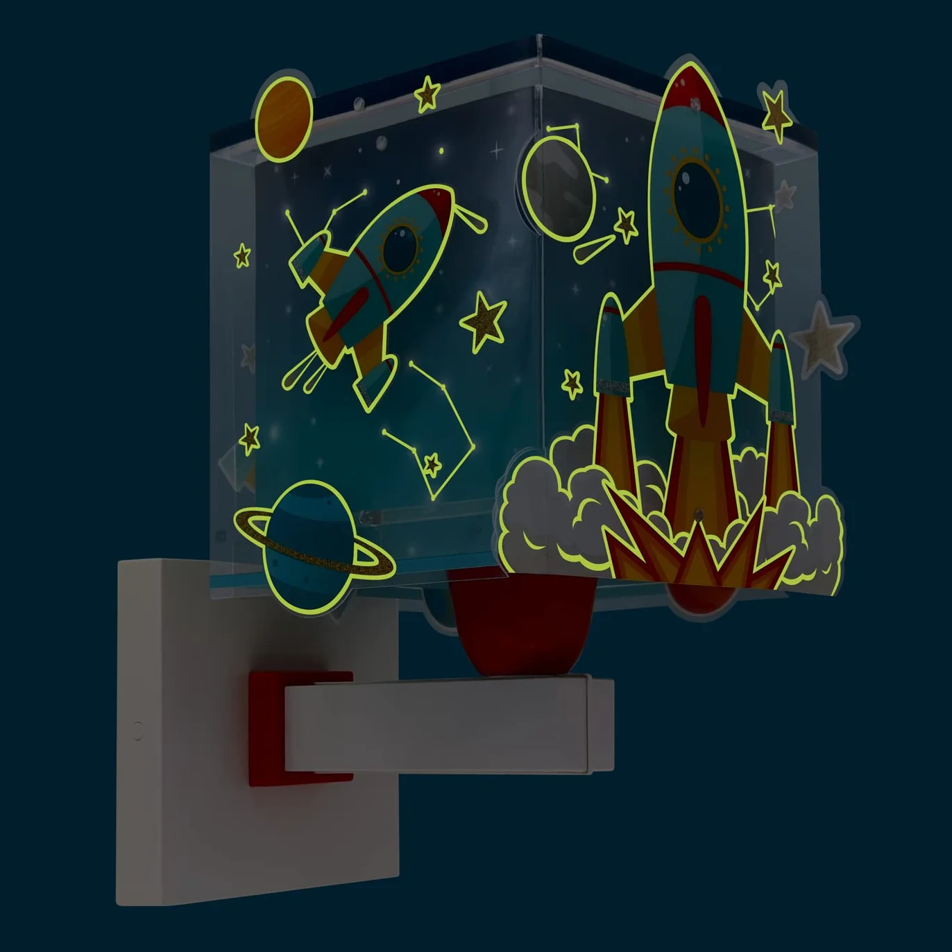 Dalber Applique murale enfant Rocket Fusée spatiale système solaire E27 Bleu