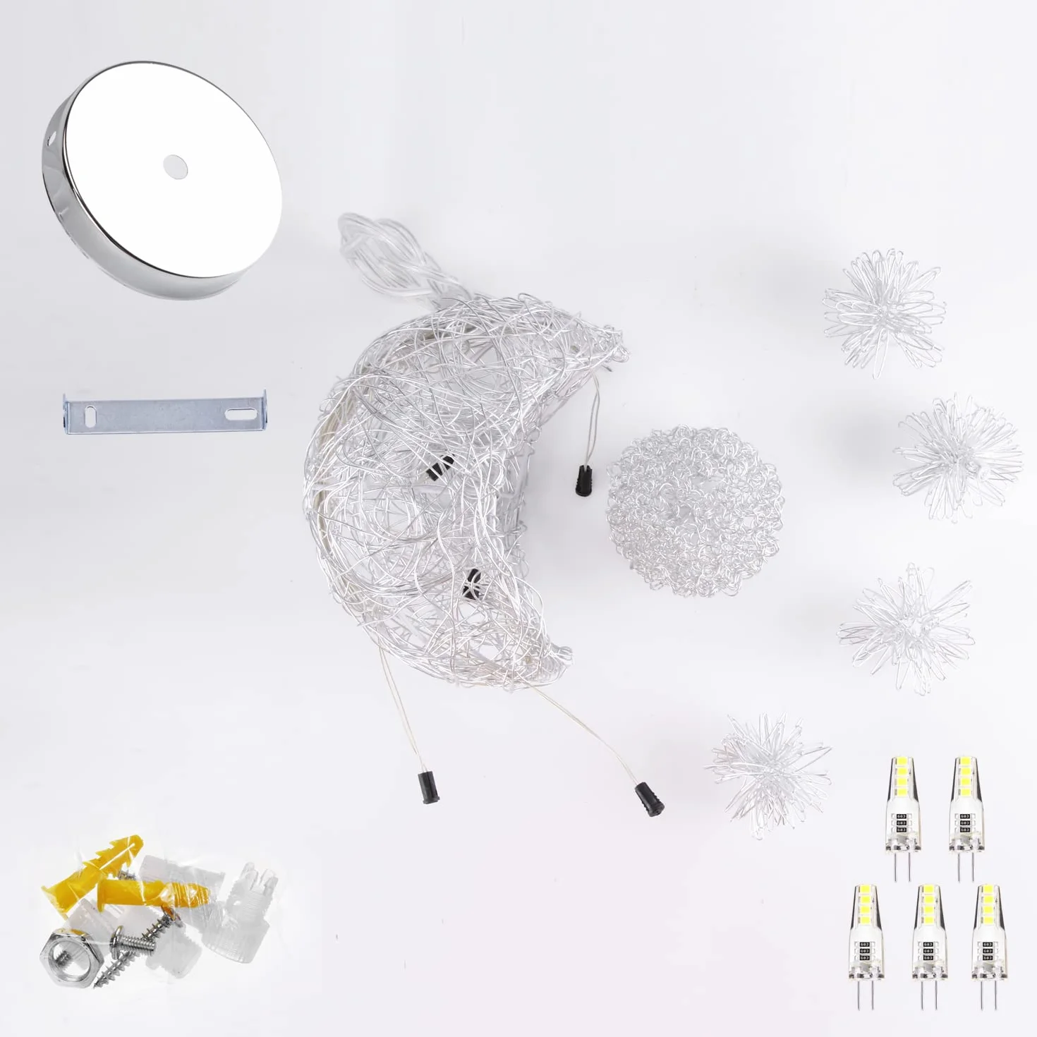iDEGU Suspension Luminaire Lune Étoiles LED Lustre Plafonnier 5 Ampoules Éclairage Décoration Chambre Enfant 15CM Lumière Blanche Chaude