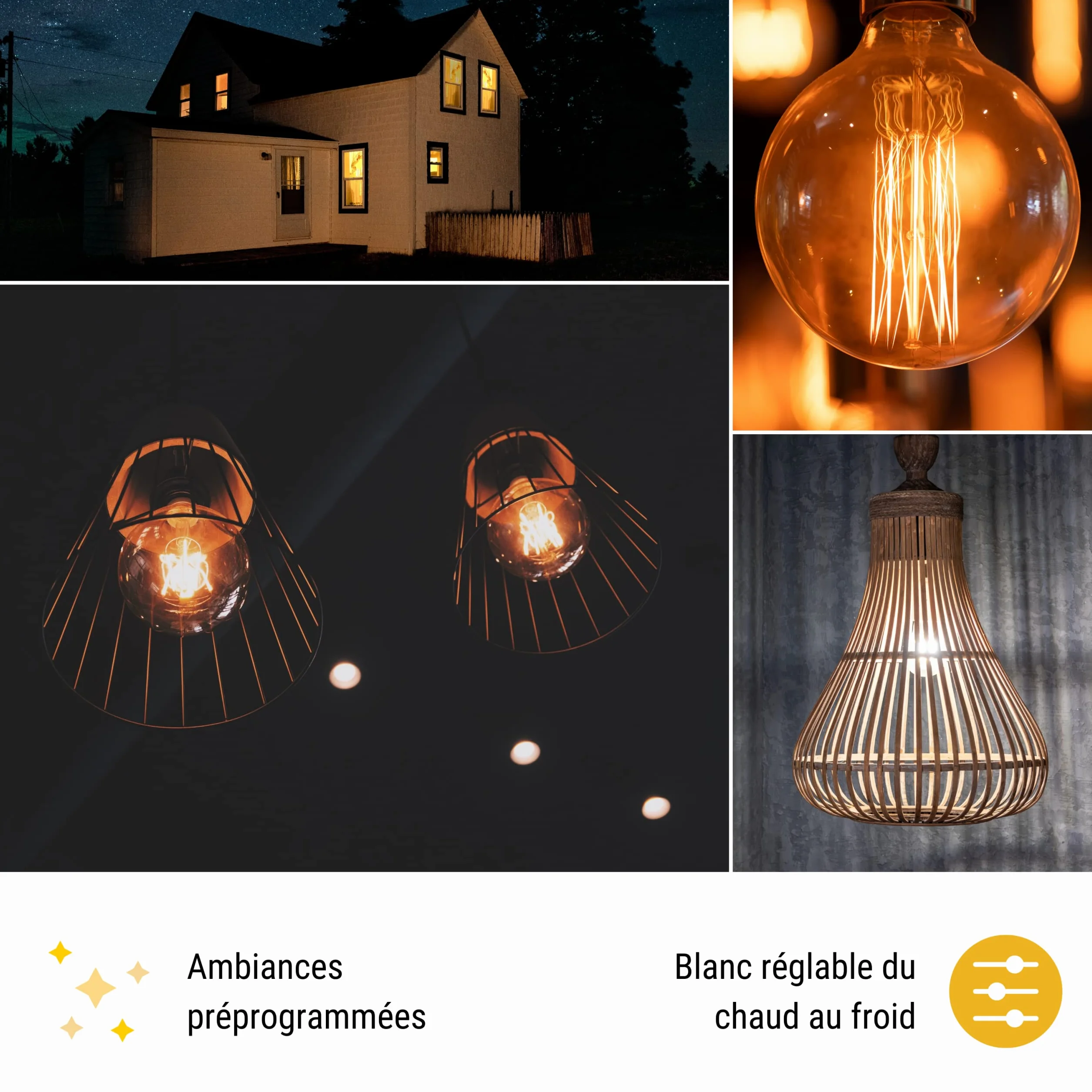 Konyks Ampoule connectée Antalya Style G80 E27 Ambrée Blanc réglable Wi-Fi Bluetooth 7W