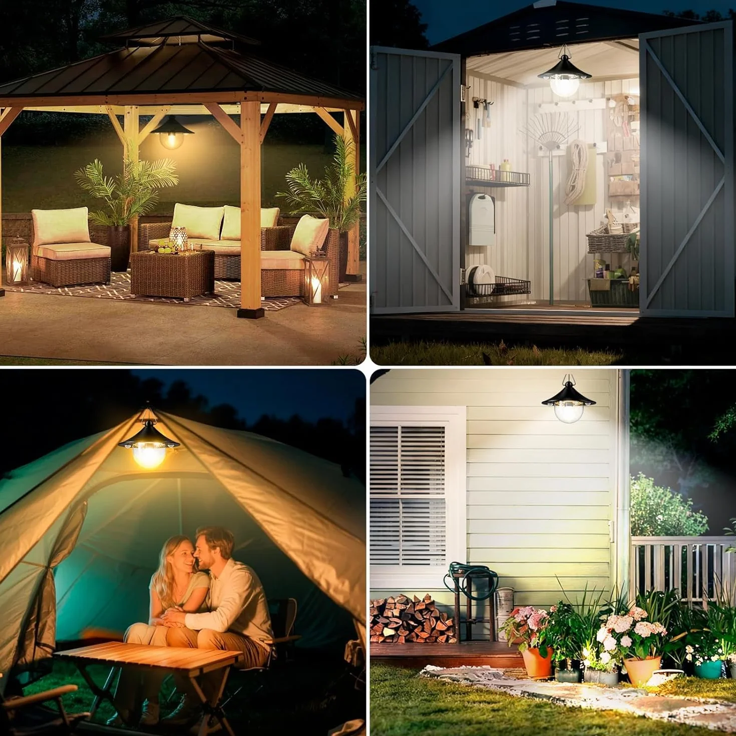 Lampe Solaire Exterieur IP65 Étanche 80 LED 2700K-6500K Détecteur de Mouvement Télécommande E27 Quntis Suspendue pour Pergola Jardin