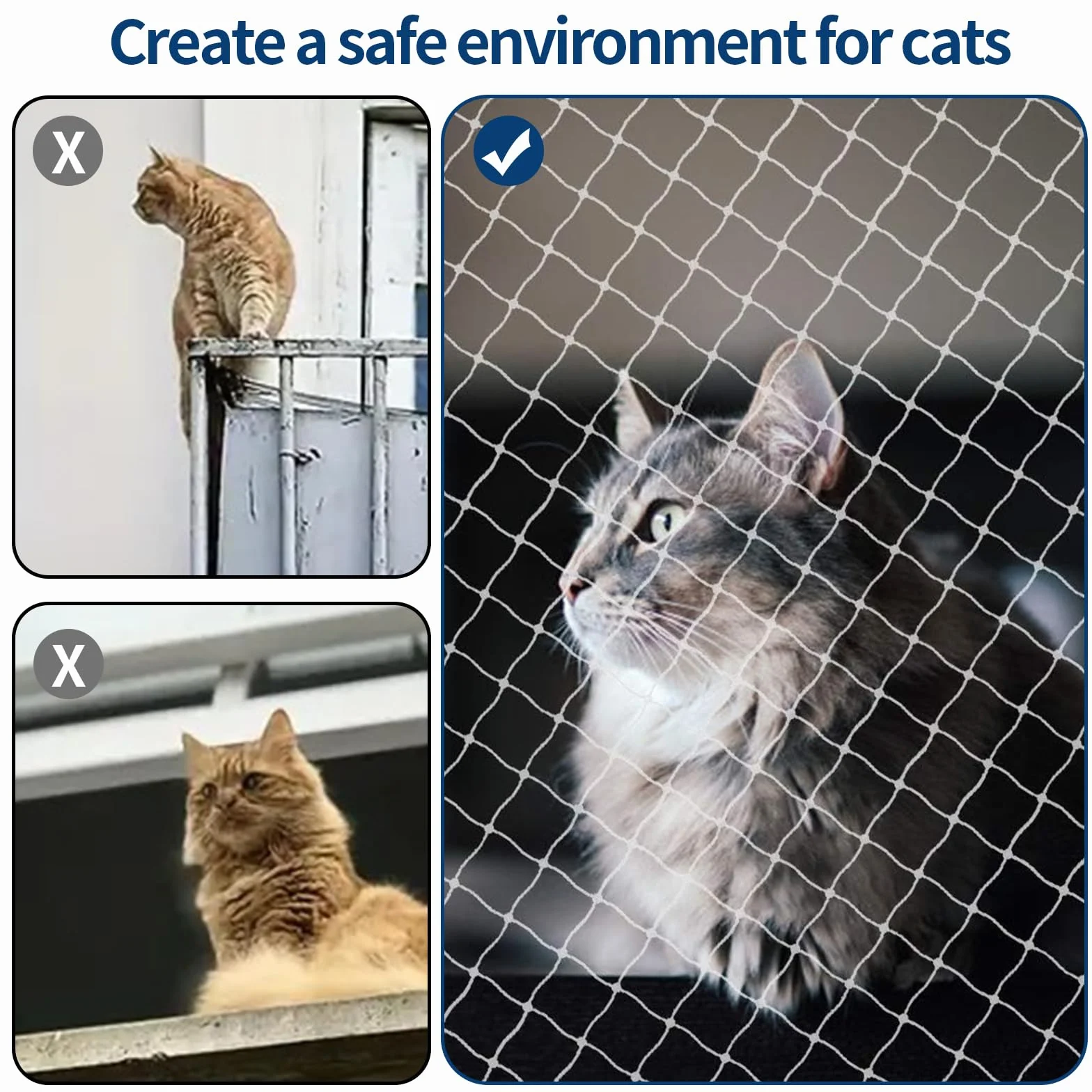 Filet de protection pour balcon anti-oiseaux 3x10m Transparent anti-pigeons chats
