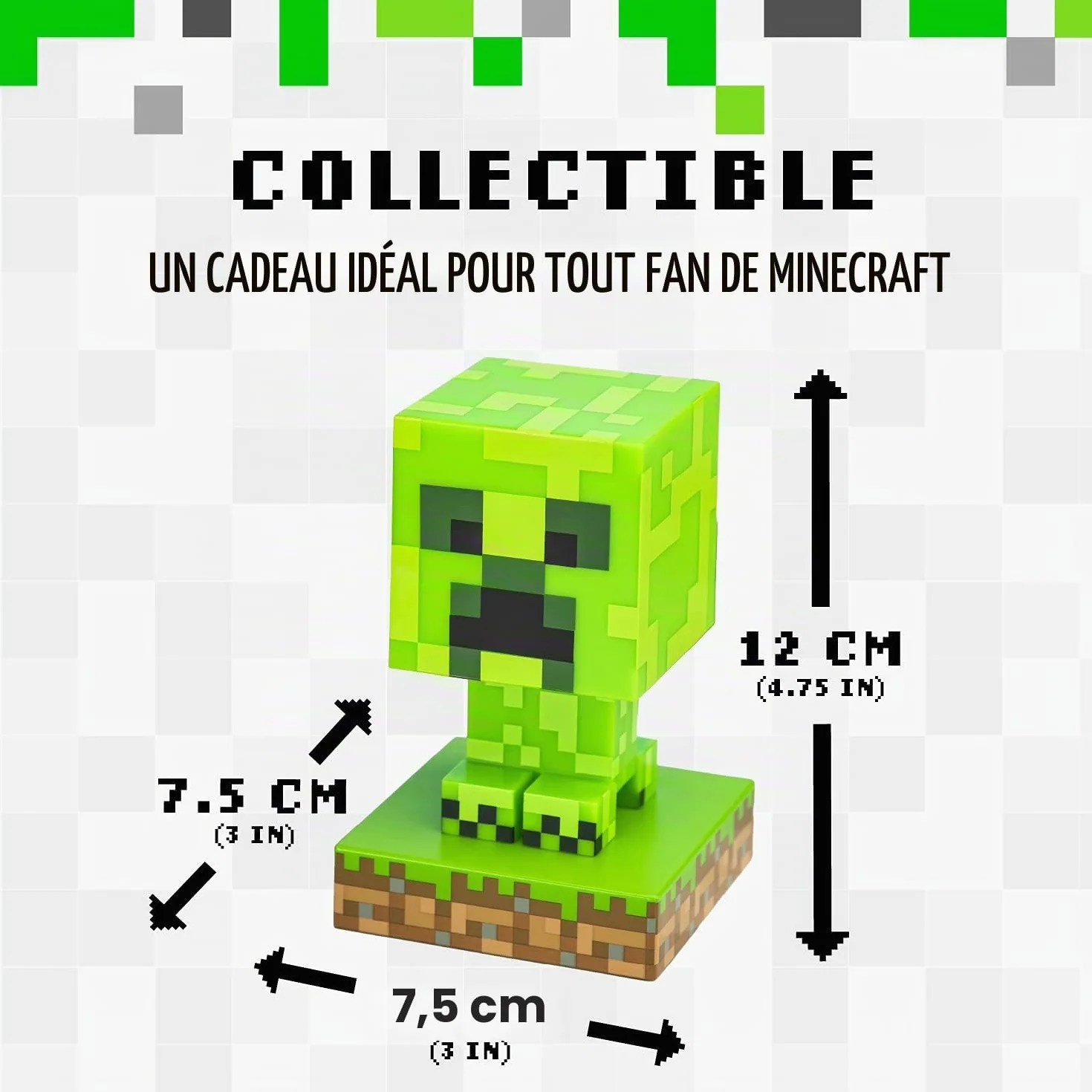 Lampe 3D Minecraft Creeper Officielle 12 cm Lampe de Nuit Piles Décor Chambre Gamers