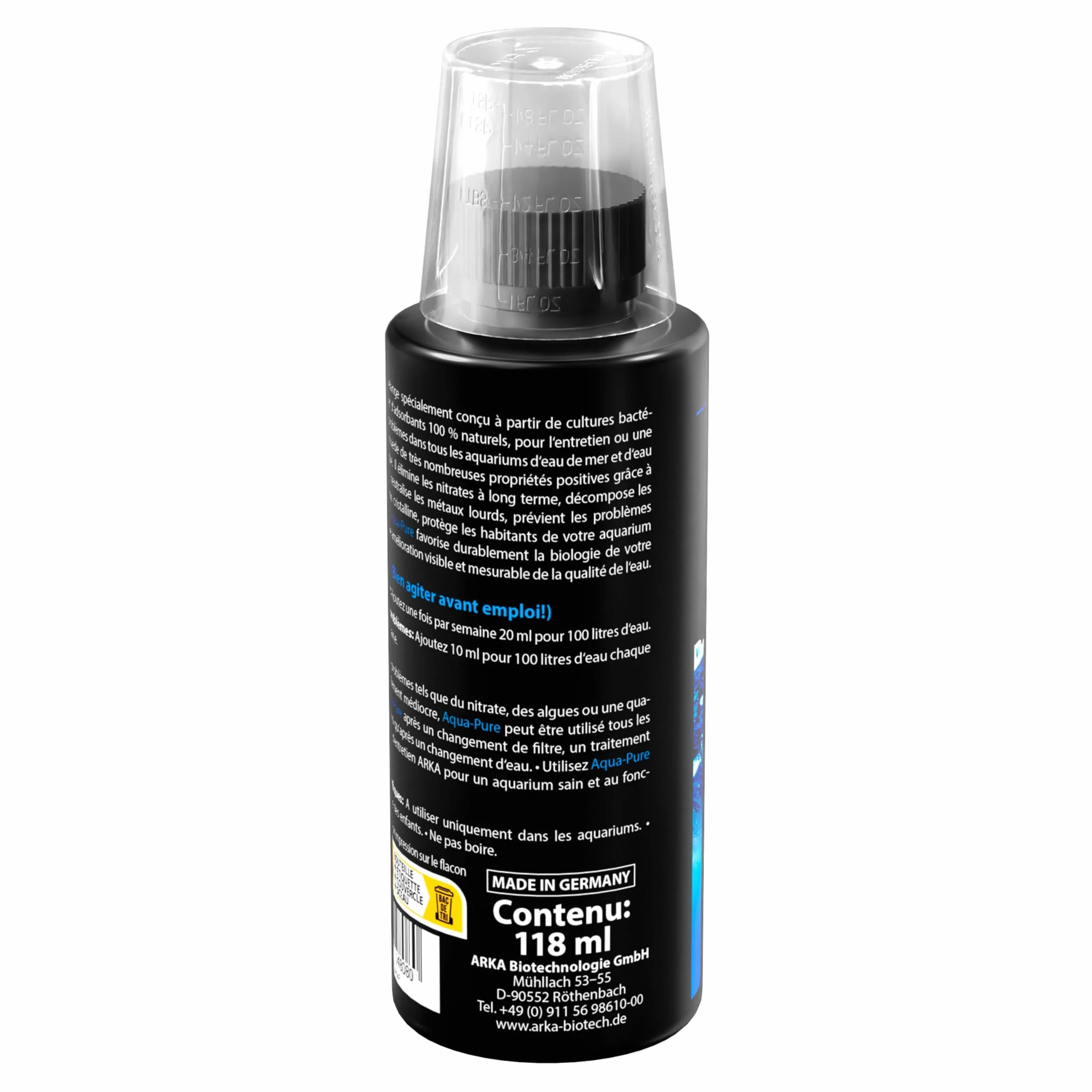 MICROBE-LIFT Aqua-Pure Clarificateur d’eau aquarium 118 ml – élimine la turbidité, eau cristalline, filtre biologique liquide eau douce & eau de mer