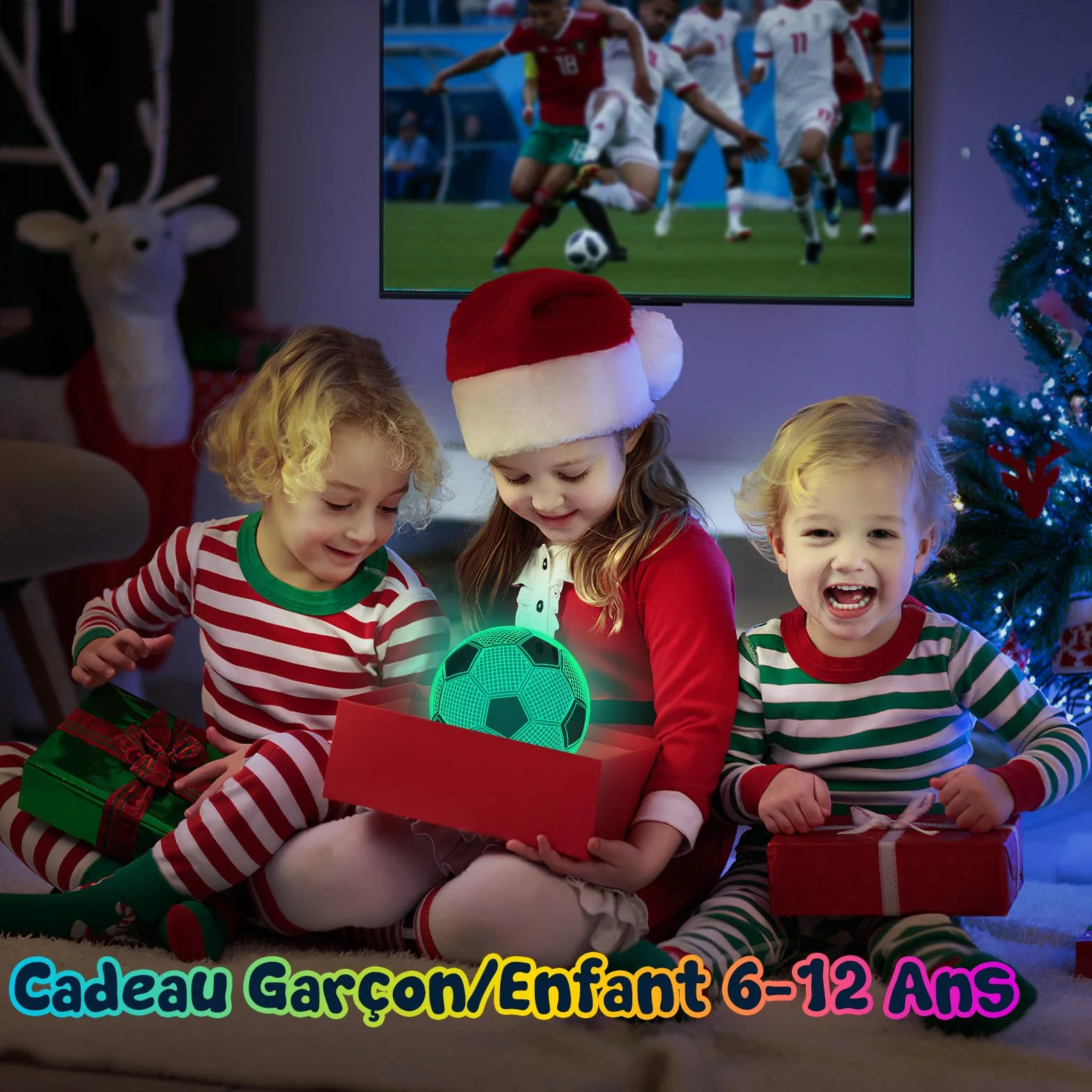 Linkax Veilleuse Enfant Foot Football 3D Illusion Lampe de Chevet LED 16 Couleurs Télécommande Cadeau Garçon 7-12 Ans