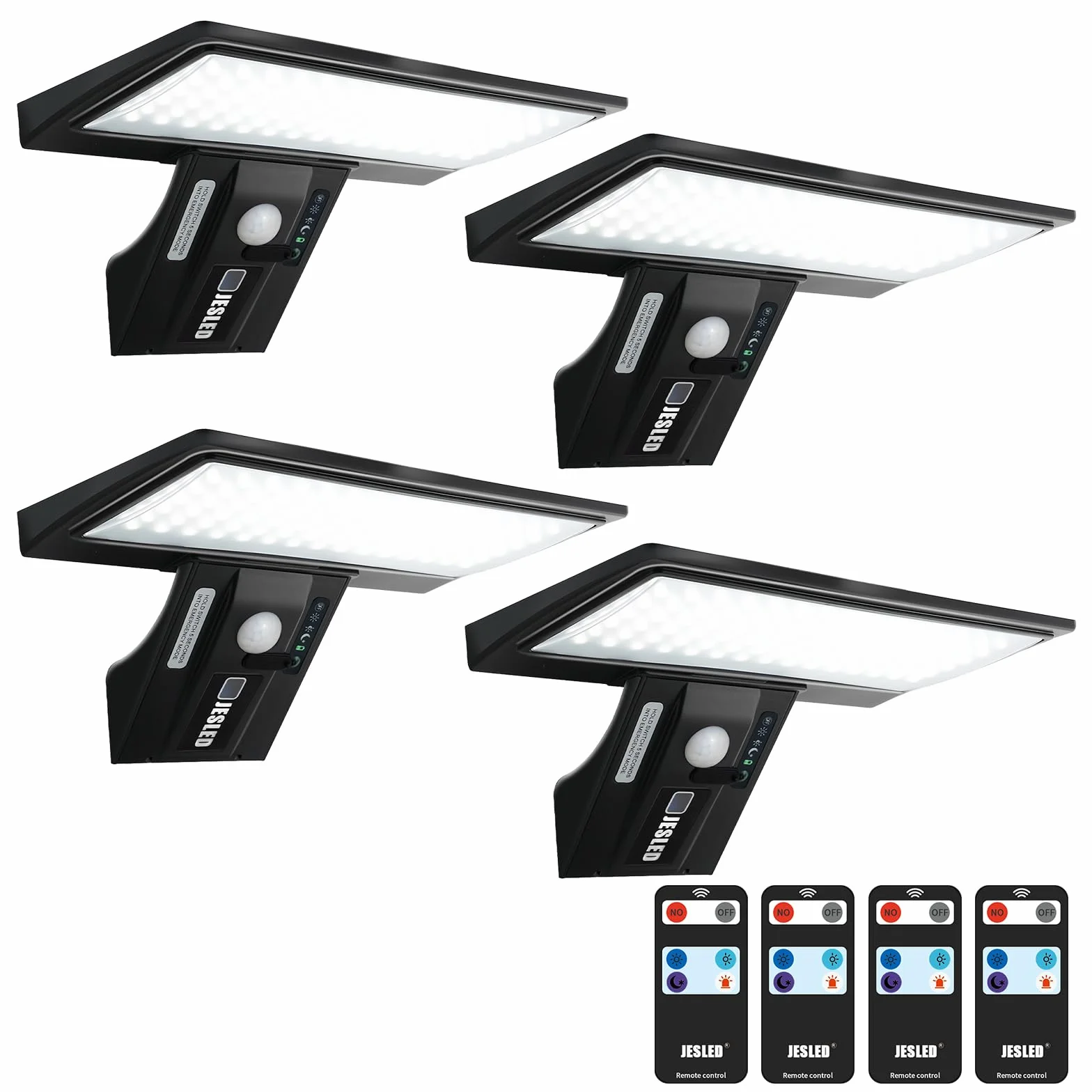 JESLED Lumière solaire extérieure murale 90 LED Détecteur de mouvement IP65 4 Paquet
