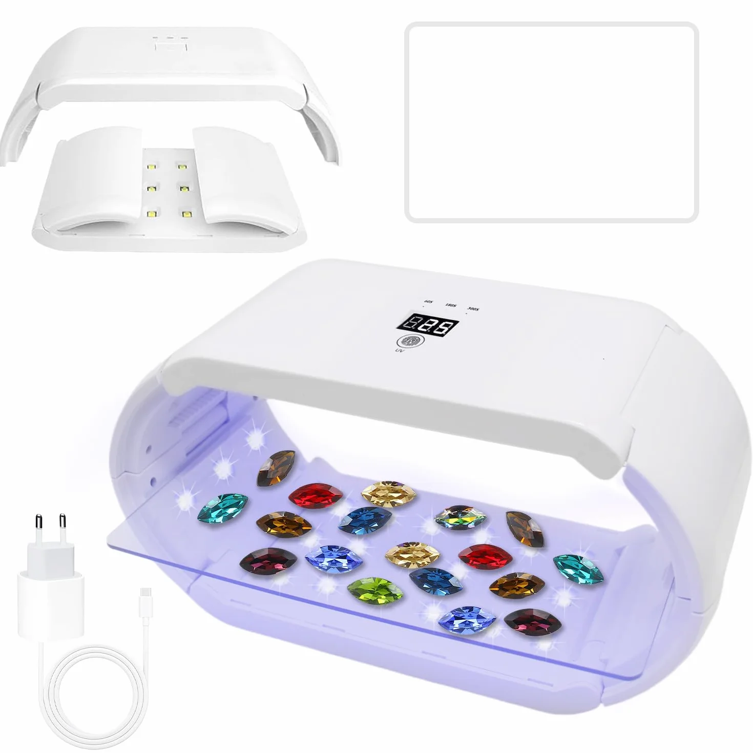 Lampe à Résines UV Double Face Lumière 48W Pliable pour Résine à Séchage Rapide avec Affichage LED