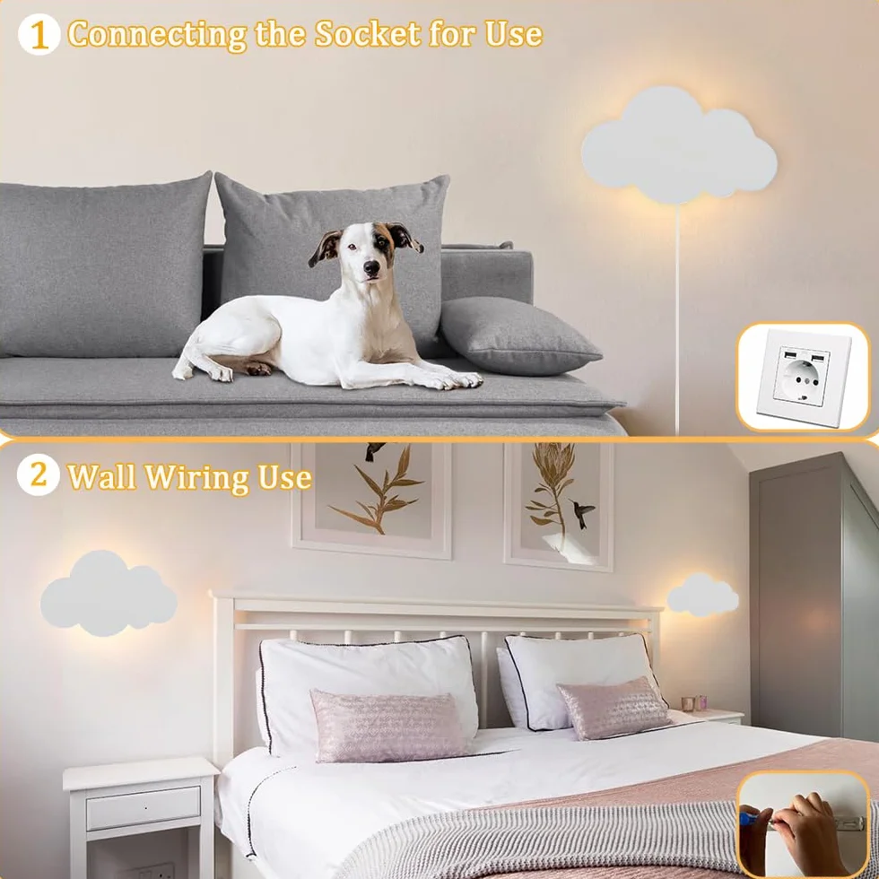 Lampe Murale LED avec Interrupteur Tactile Veilleuse Enfant Dimmable Blanc Chaud Prise Intérieur Moderne