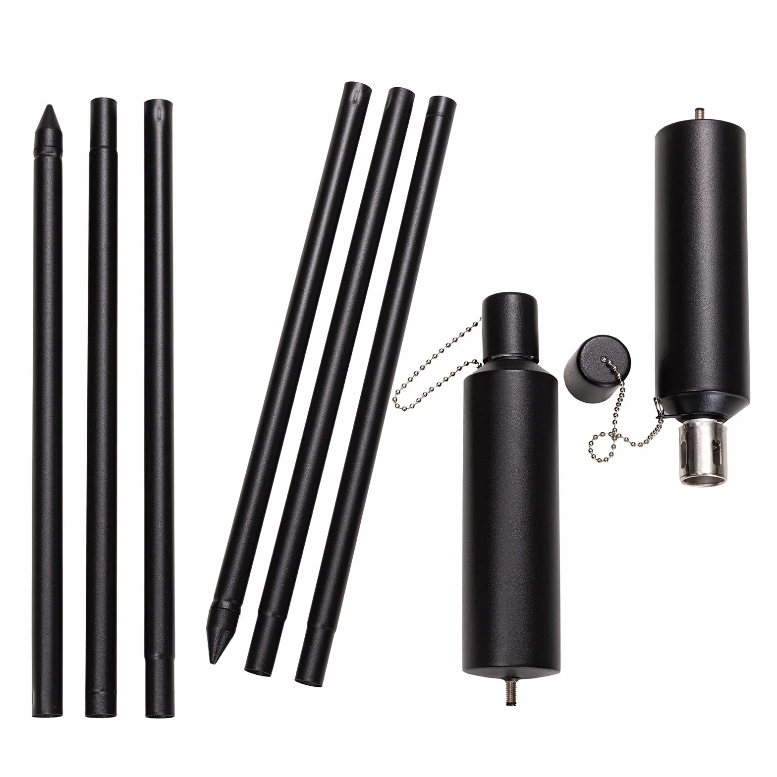Torche de Jardin Huile en Acier Inoxydable, Torche Exterieur Remplissable 115 cm Noir