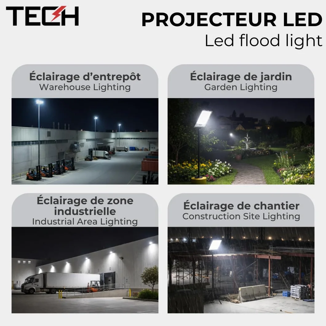 Projecteur LED Extérieur 100W IP66 Étanche 4000K Lumière Neutre Angle 120°