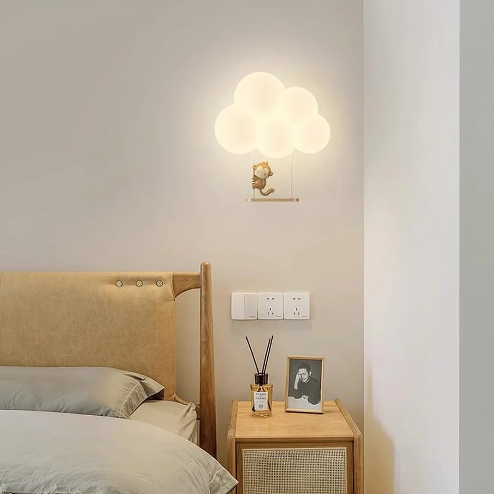 Appliques murales LED nuage enfant chambre fille dessin animé animal abat-jour lait blanc