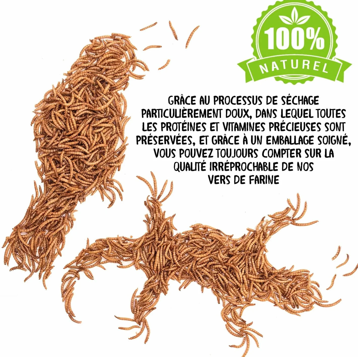 Detox Organica vers de Farine Séchés 1.2 kg 1200 g Friandise Oiseaux Hérissons Tortues Reptiles Poissons Rongeur Animaux Sauvages