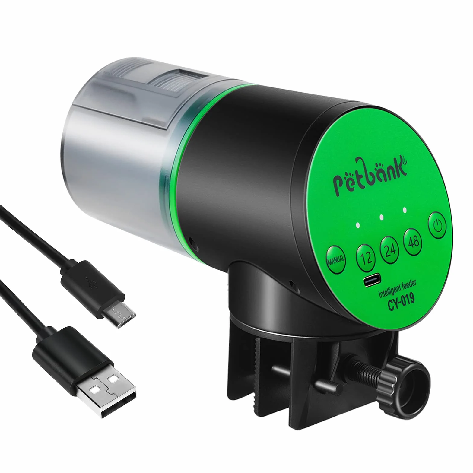 Aquarium Distributeur Automatique Poisson Nourrisseur Rechargeable Minuterie USB 200ml Vert