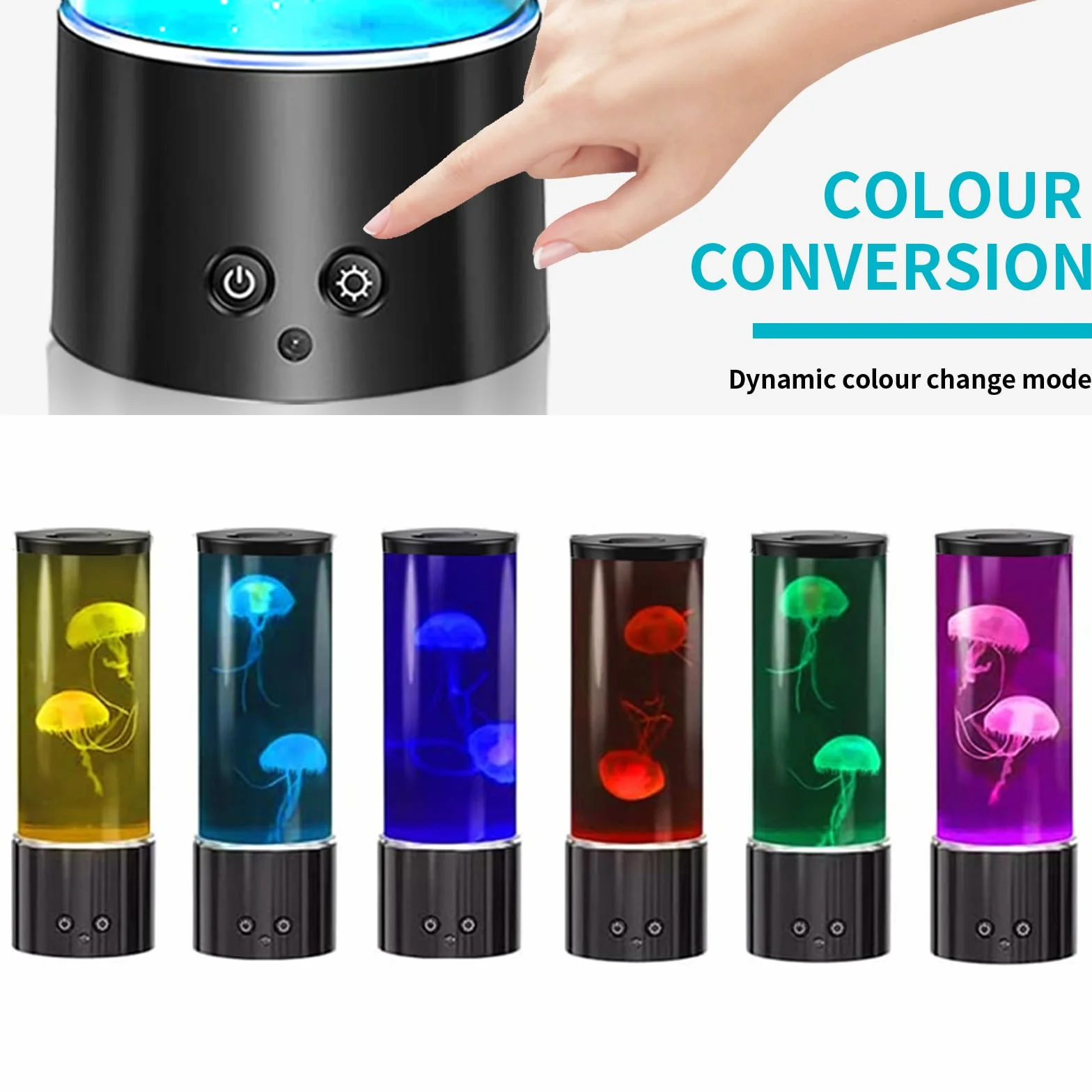 Lampe Méduse Jellyfish Lampe à Lave 17 Effets Lumière Changeants Couleur Aquarium Télécommande USB Noir