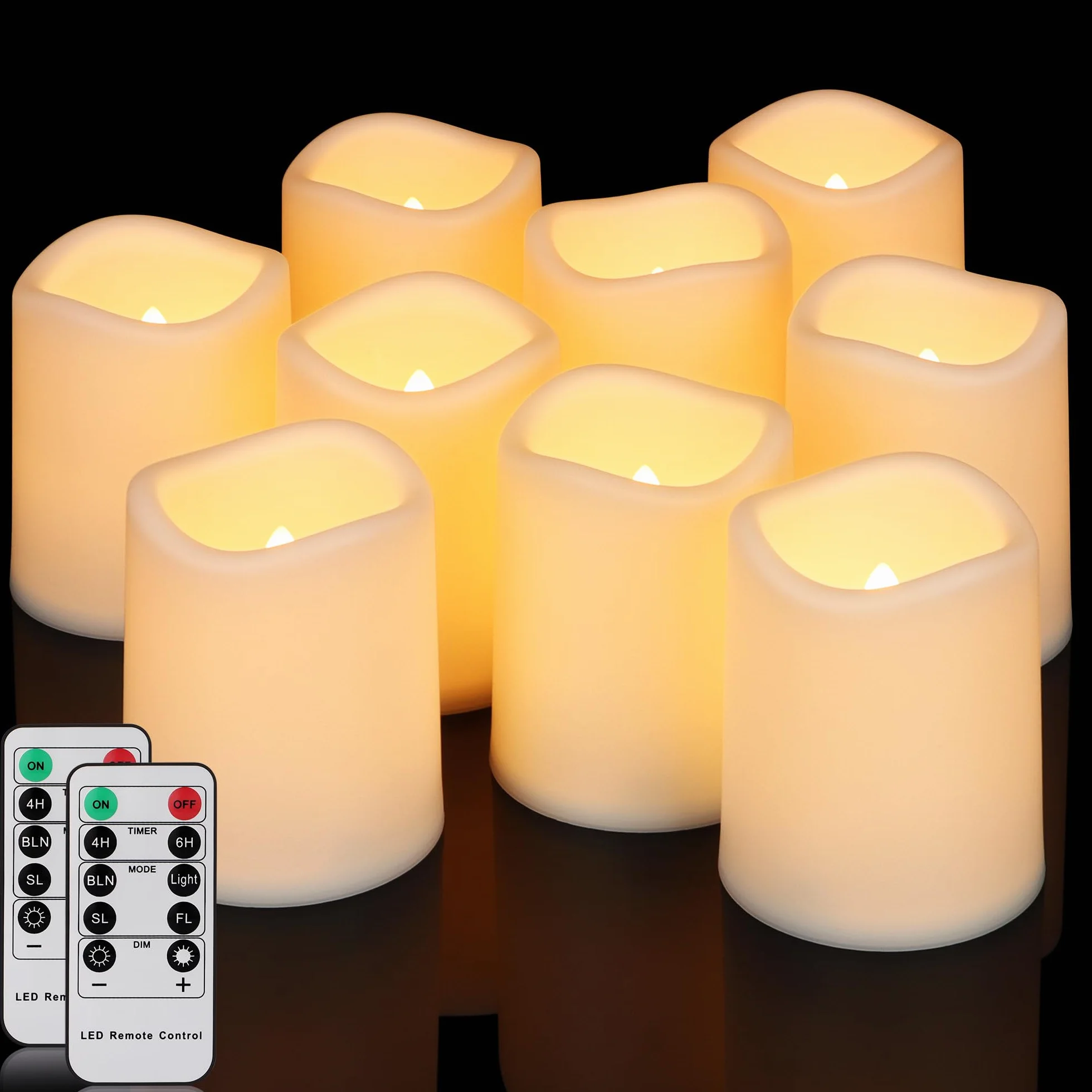 Lot de 9 bougies LED sans flamme avec télécommande - Minuterie - Étanche - Décoration intérieur extérieur