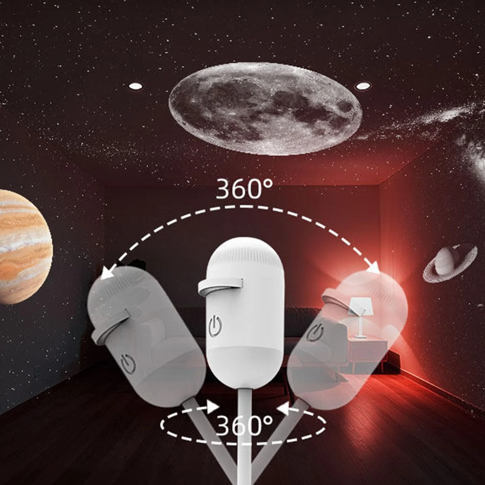 Projecteur Ciel Étoilé 2 en 1, Veilleuse USB Galaxie LED 360° pour Décoration de Plafond
