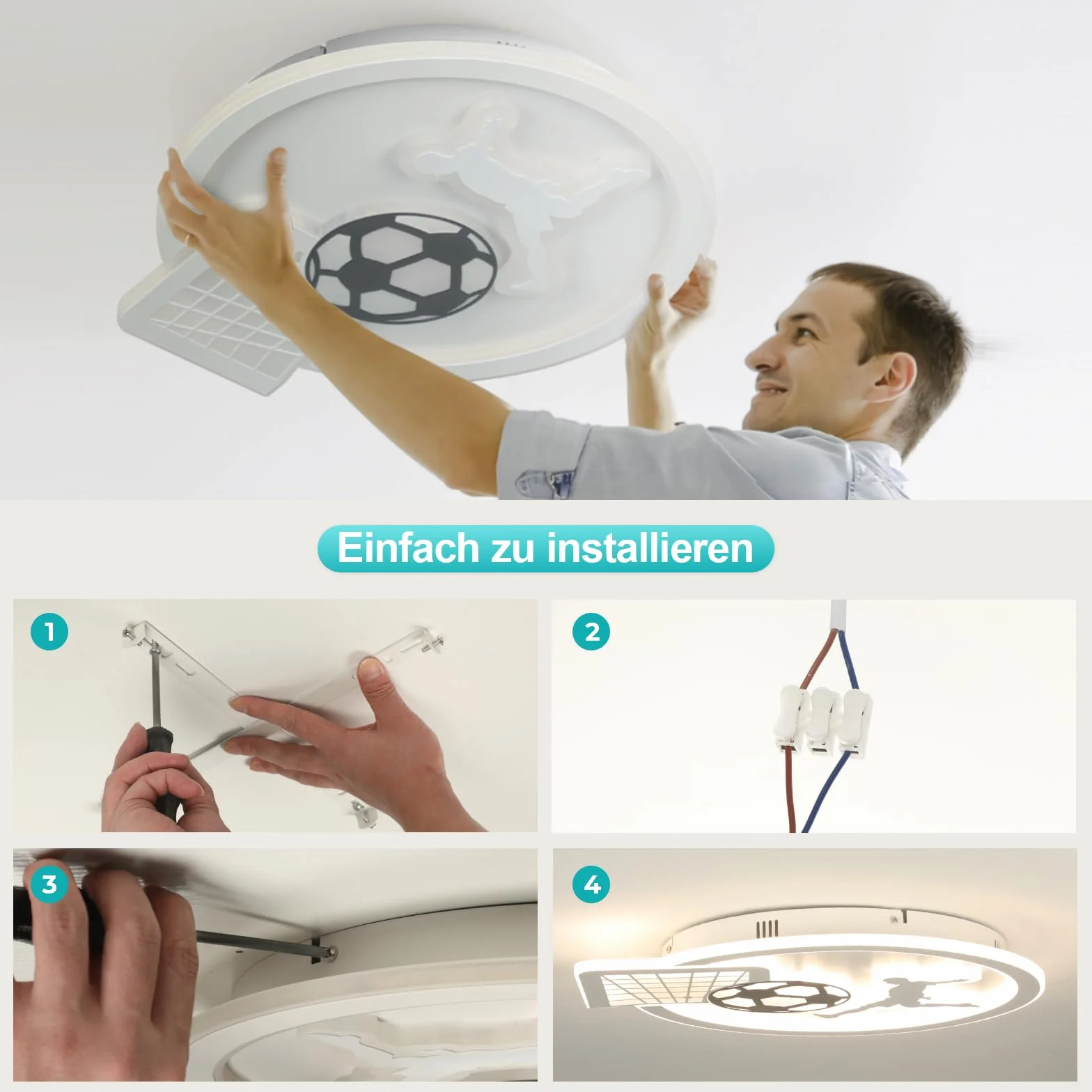 OTREN Plafonnier LED Football 44CM Dimmable 3000K-6000K avec Télécommande