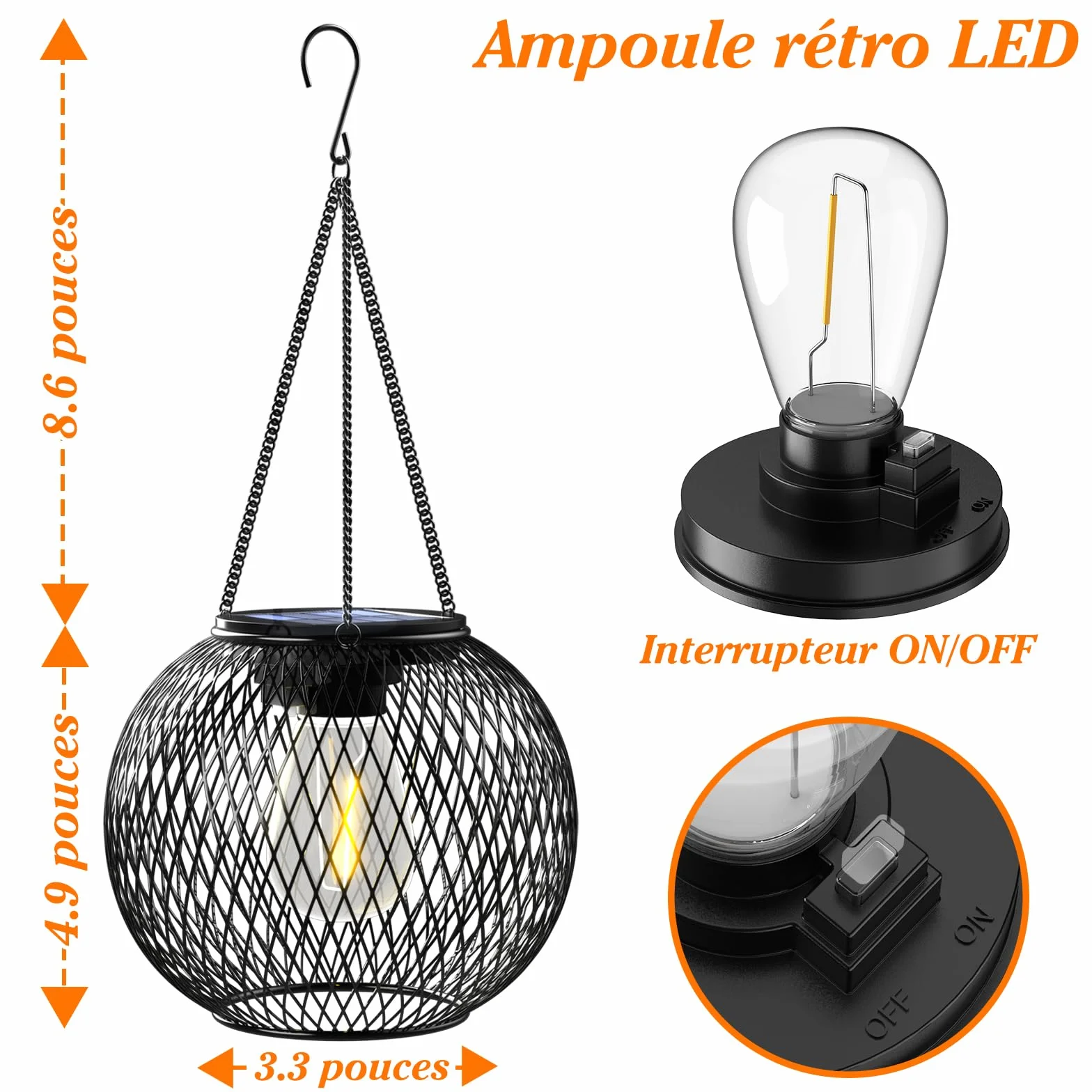 Lanterne Solaire Exterieur Jardin IP65 Étanche Led Blanc Chaud Suspendue Halloween Noël 2 Paquet